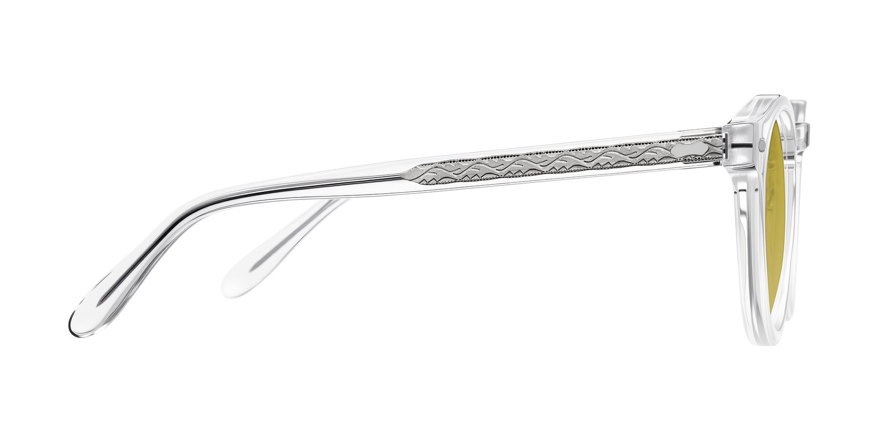 Side of Jairo in Clear with Champagne Tinted Lenses