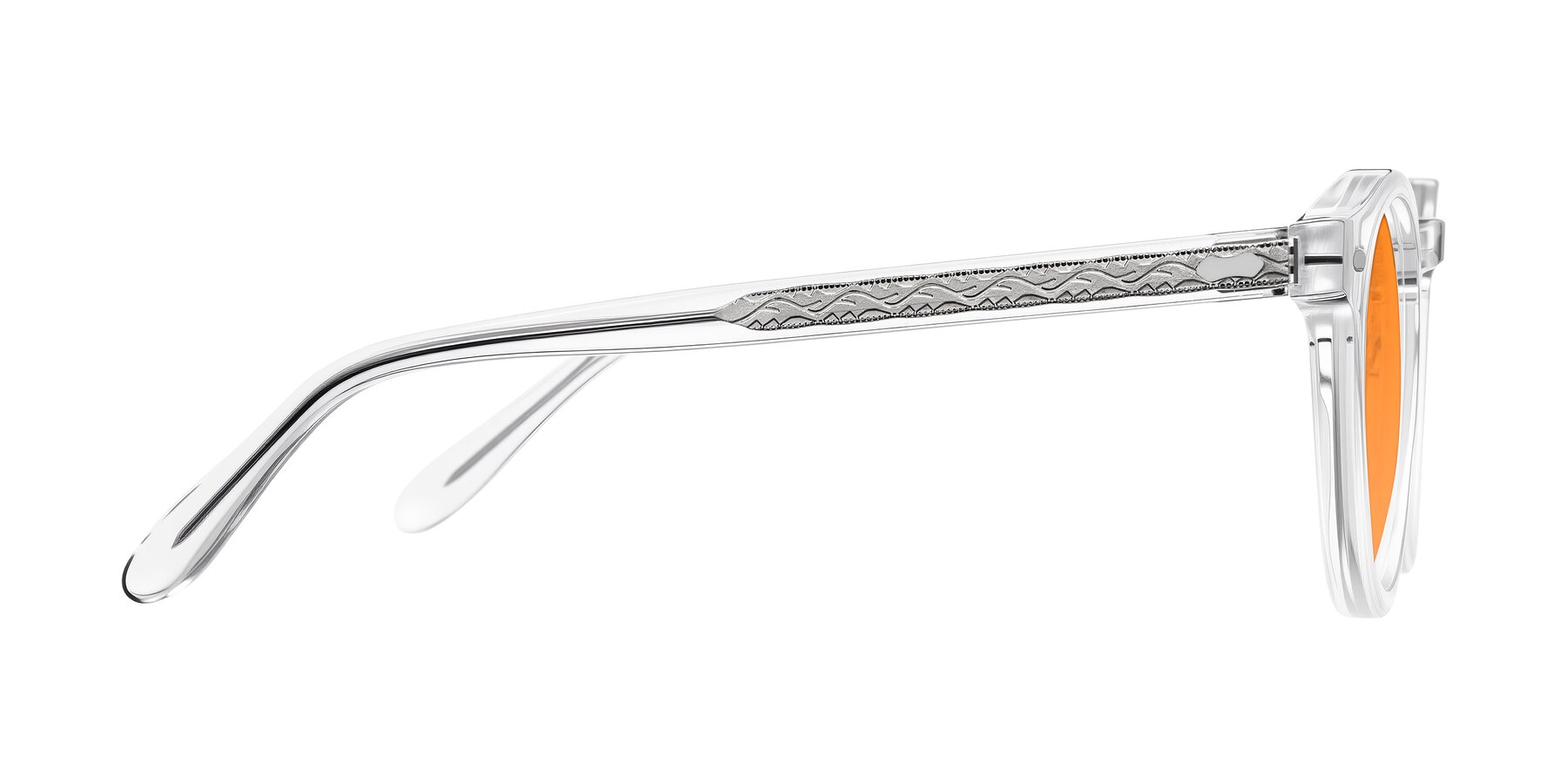 Side of Jairo in Clear with Orange Tinted Lenses