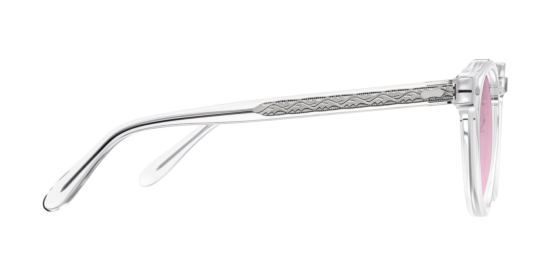 Side of Jairo in Clear with Light Wine Tinted Lenses