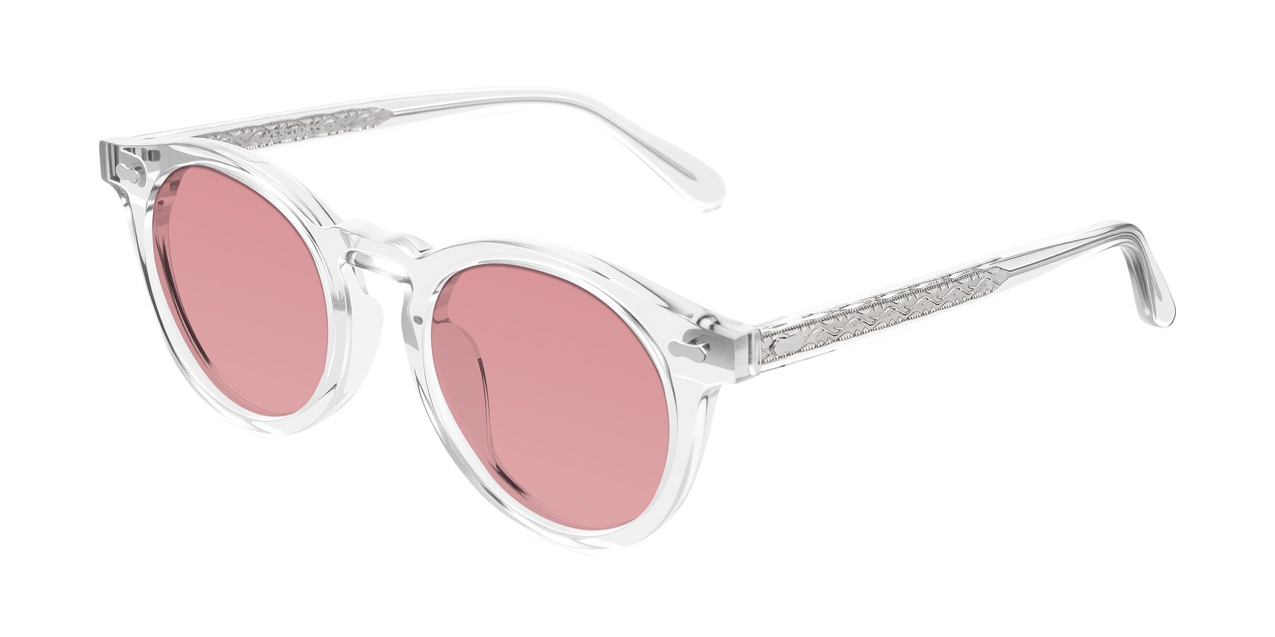 Angle of Jairo in Clear with Medium Garnet Tinted Lenses