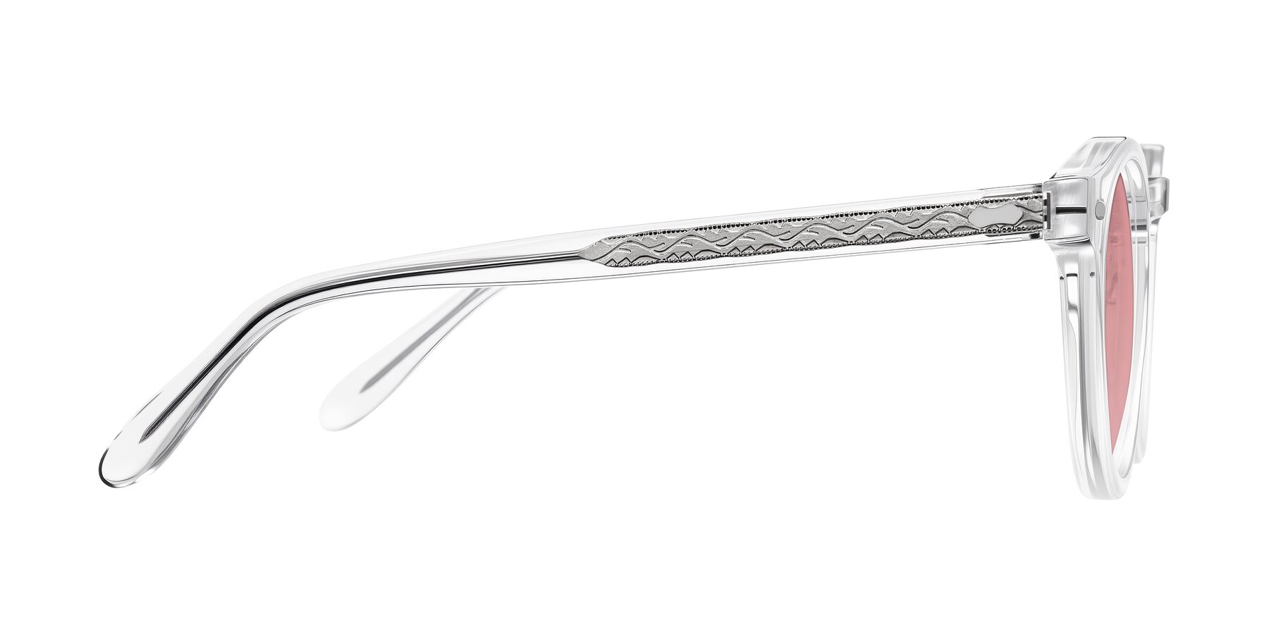 Side of Jairo in Clear with Medium Garnet Tinted Lenses