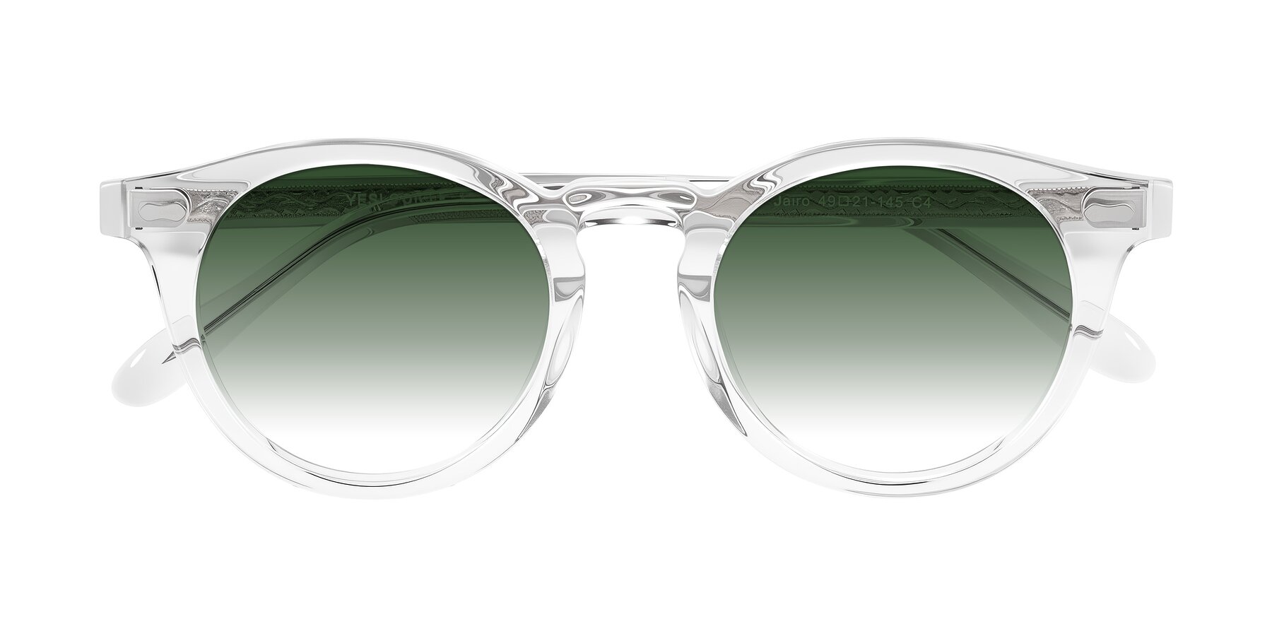 Folded Front of Jairo in Clear with Green Gradient Lenses