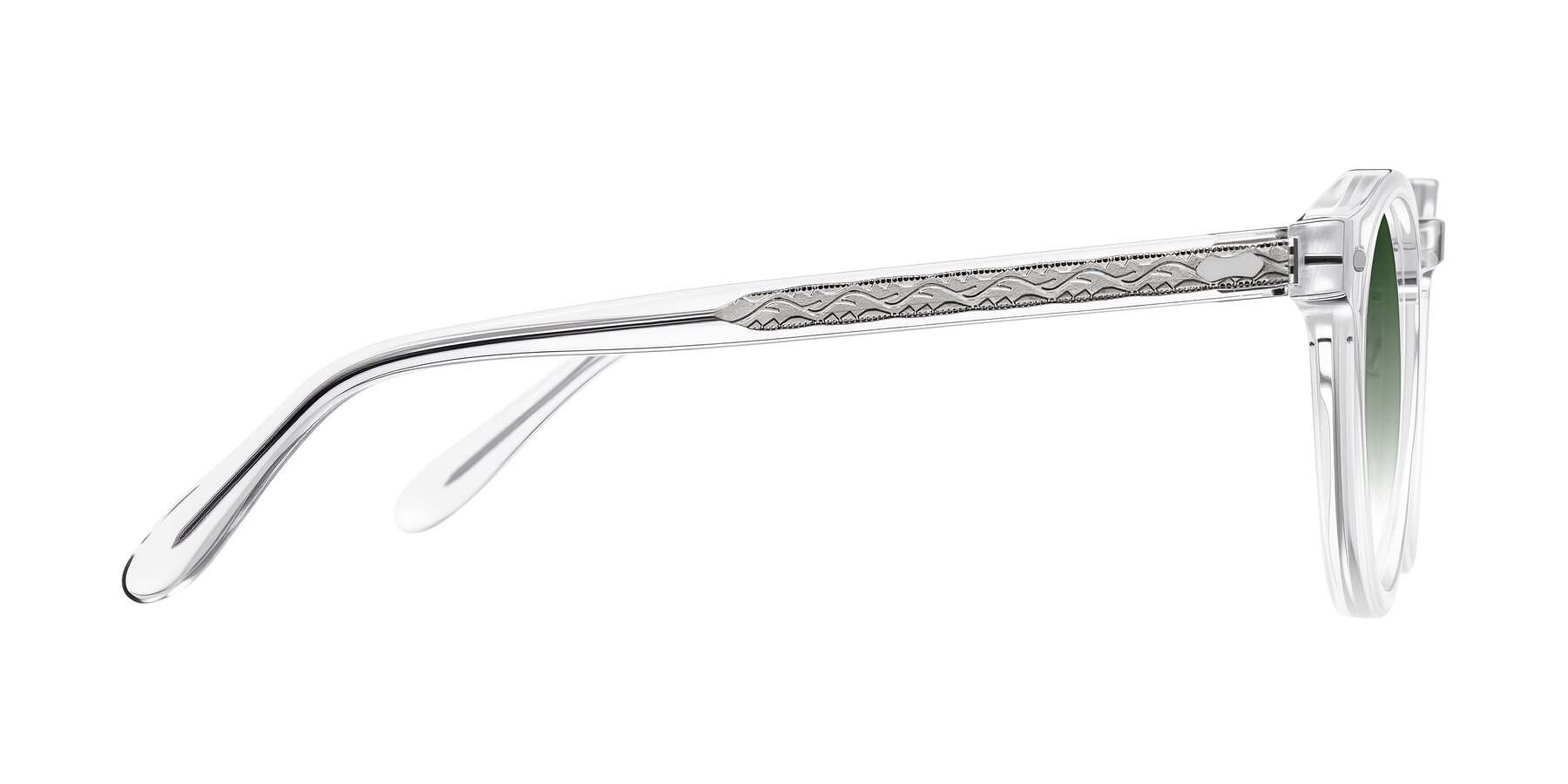 Side of Jairo in Clear with Green Gradient Lenses