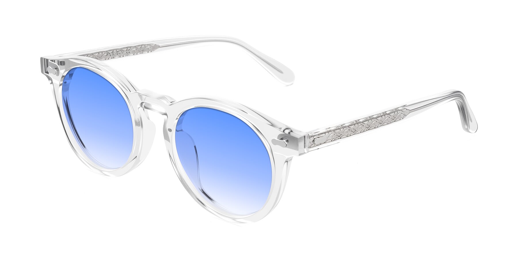 Angle of Jairo in Clear with Blue Gradient Lenses