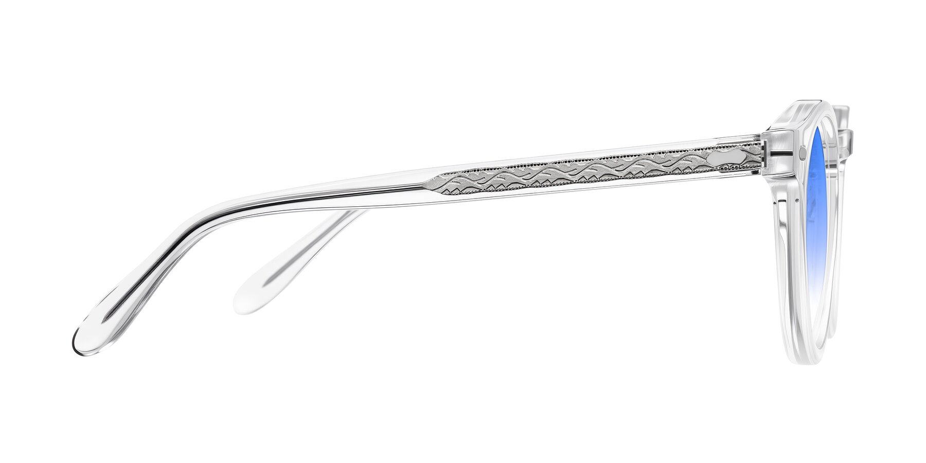 Side of Jairo in Clear with Blue Gradient Lenses