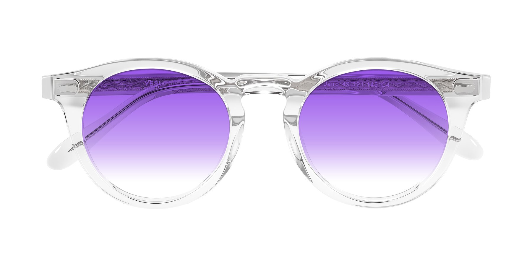 Folded Front of Jairo in Clear with Purple Gradient Lenses