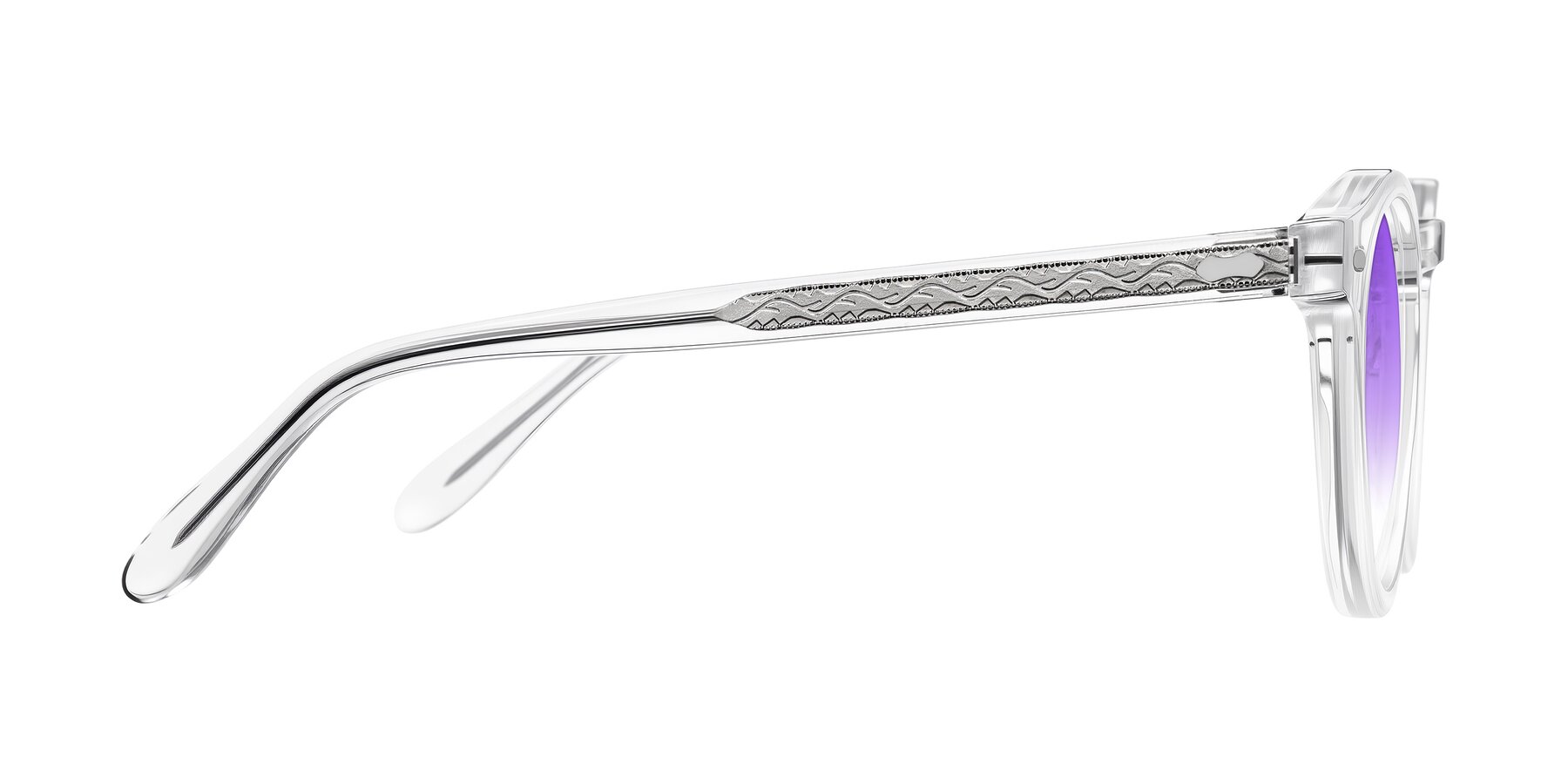 Side of Jairo in Clear with Purple Gradient Lenses