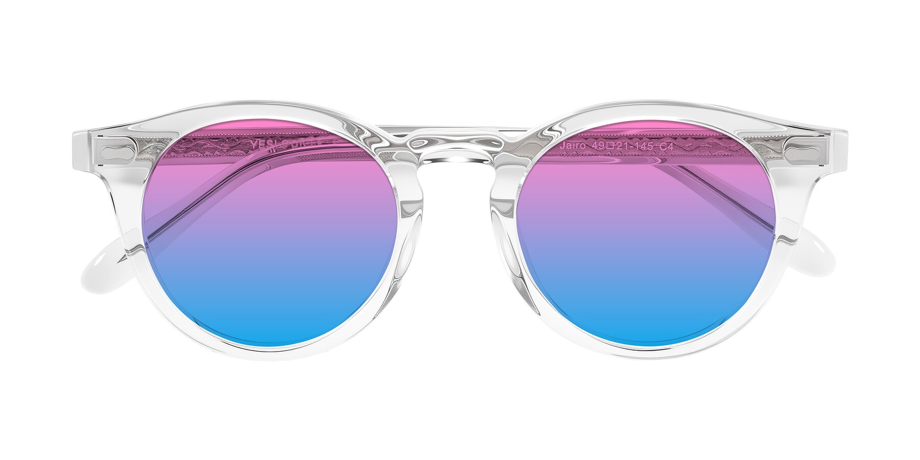Folded Front of Jairo in Clear with Pink / Blue Gradient Lenses