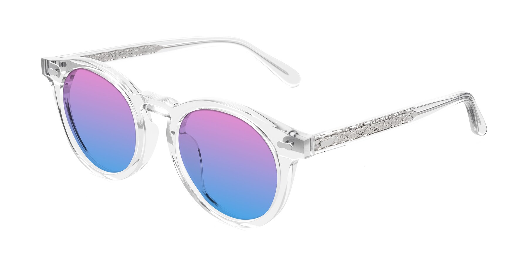 Angle of Jairo in Clear with Pink / Blue Gradient Lenses