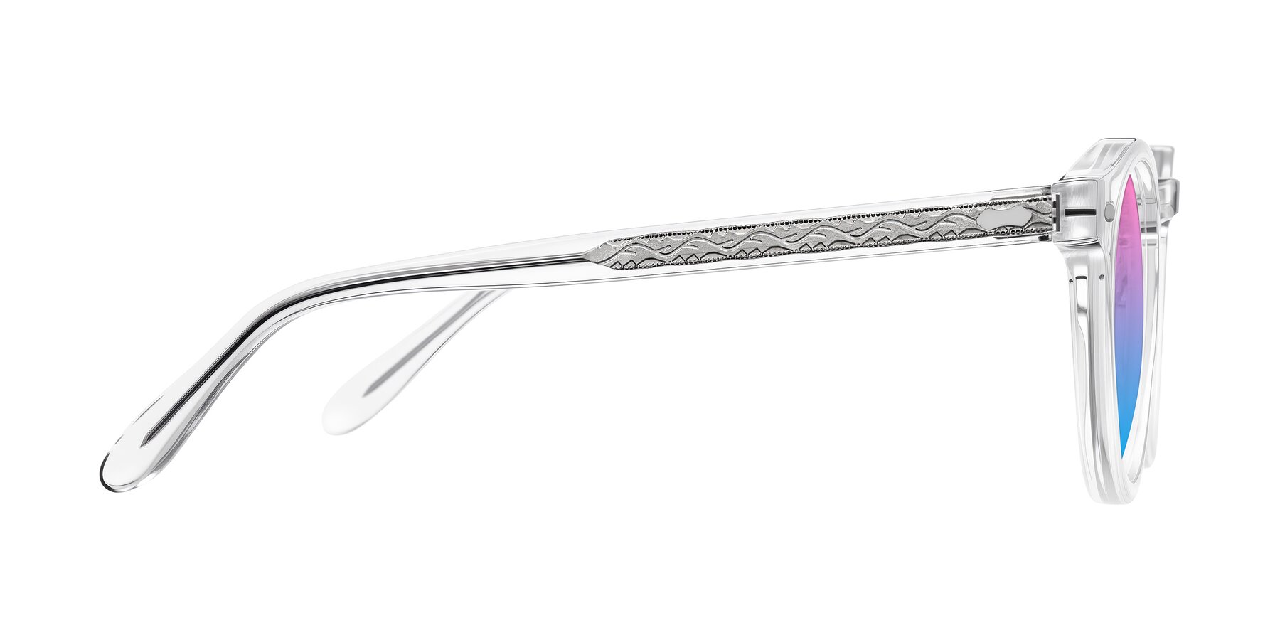 Side of Jairo in Clear with Pink / Blue Gradient Lenses