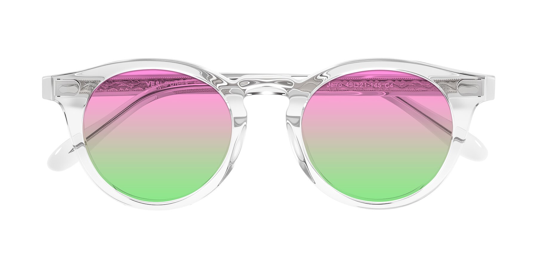 Folded Front of Jairo in Clear with Pink / Green Gradient Lenses