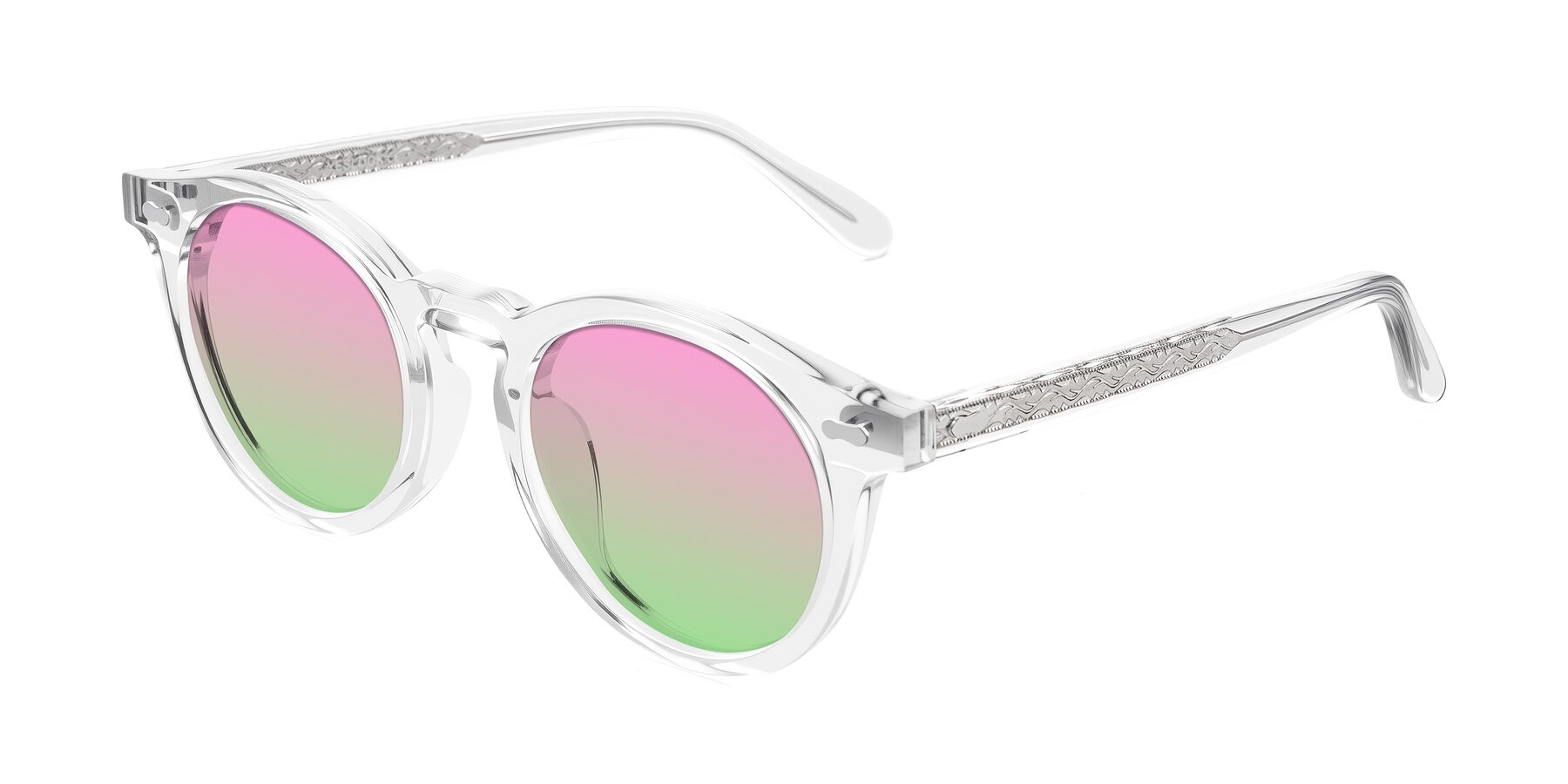 Angle of Jairo in Clear with Pink / Green Gradient Lenses
