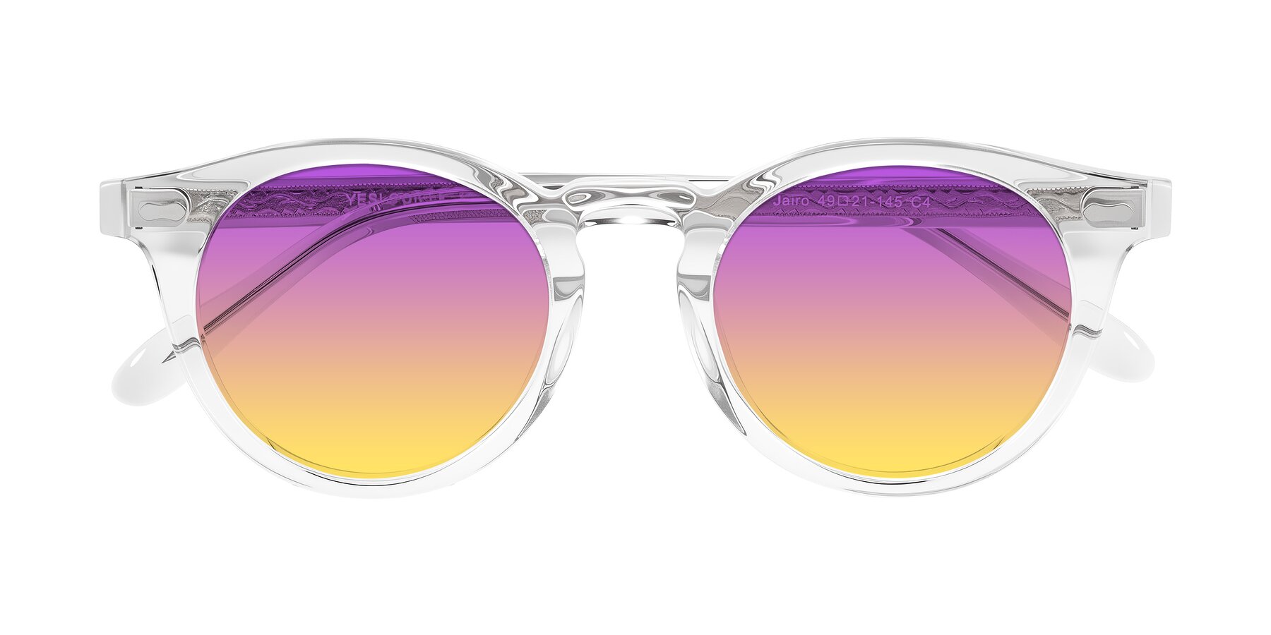 Folded Front of Jairo in Clear with Purple / Yellow Gradient Lenses