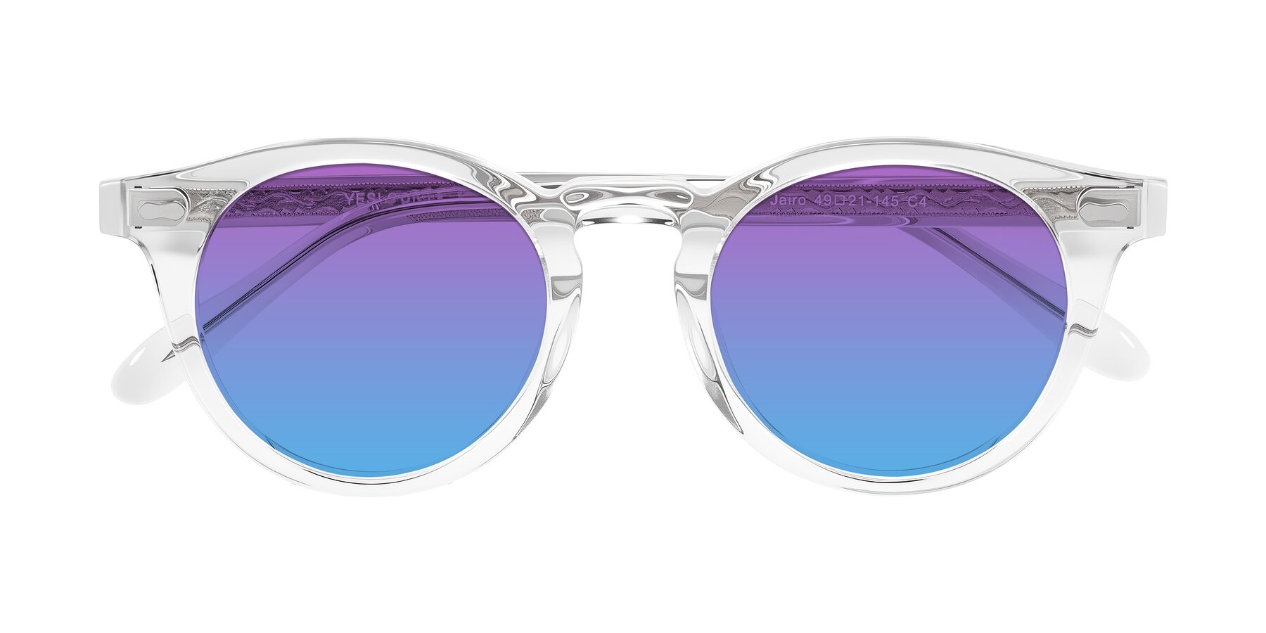 Folded Front of Jairo in Clear with Purple / Blue Gradient Lenses