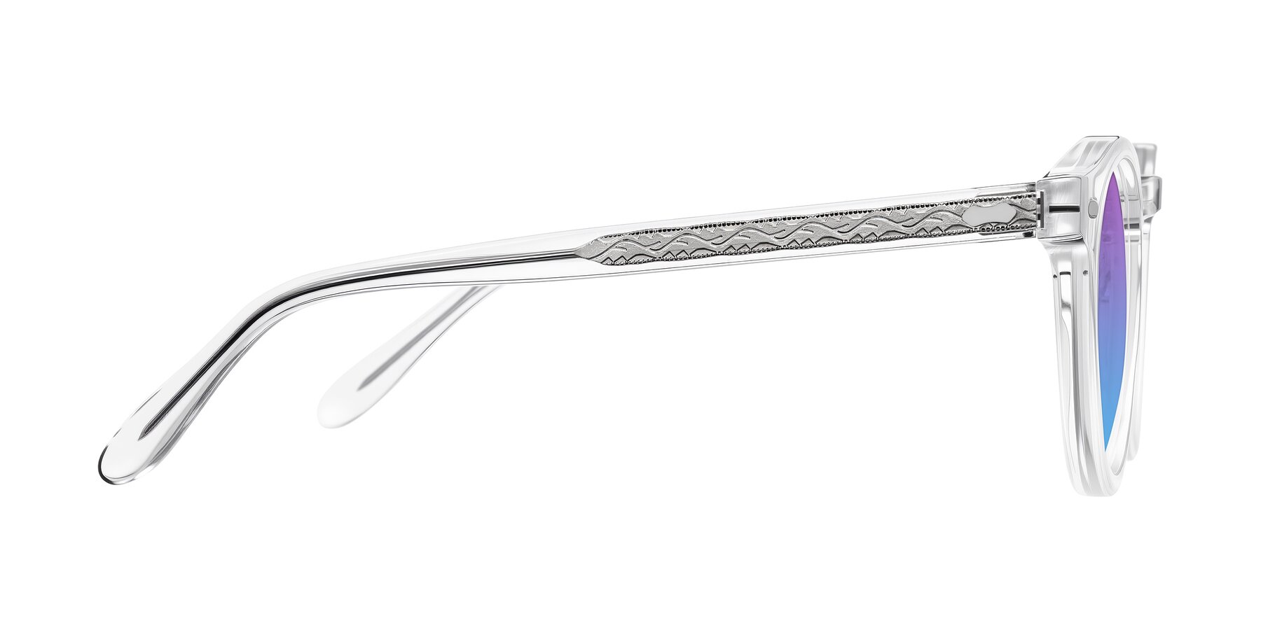 Side of Jairo in Clear with Purple / Blue Gradient Lenses