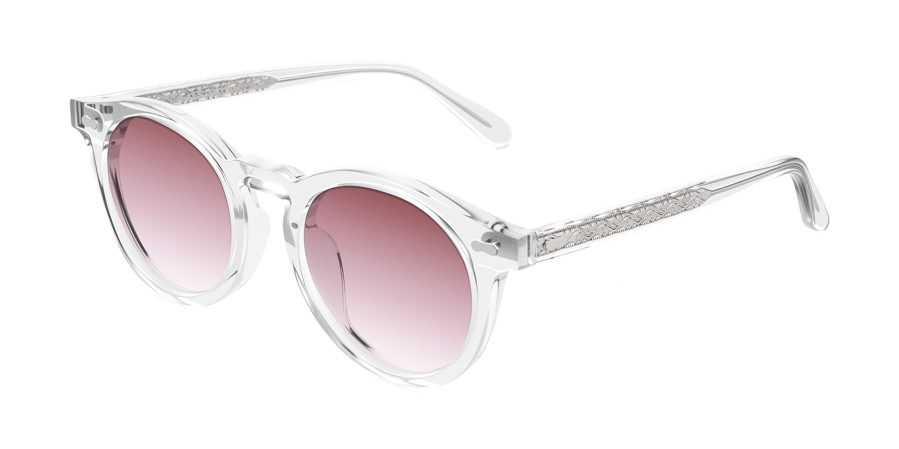 Angle of Jairo in Clear with Garnet Gradient Lenses