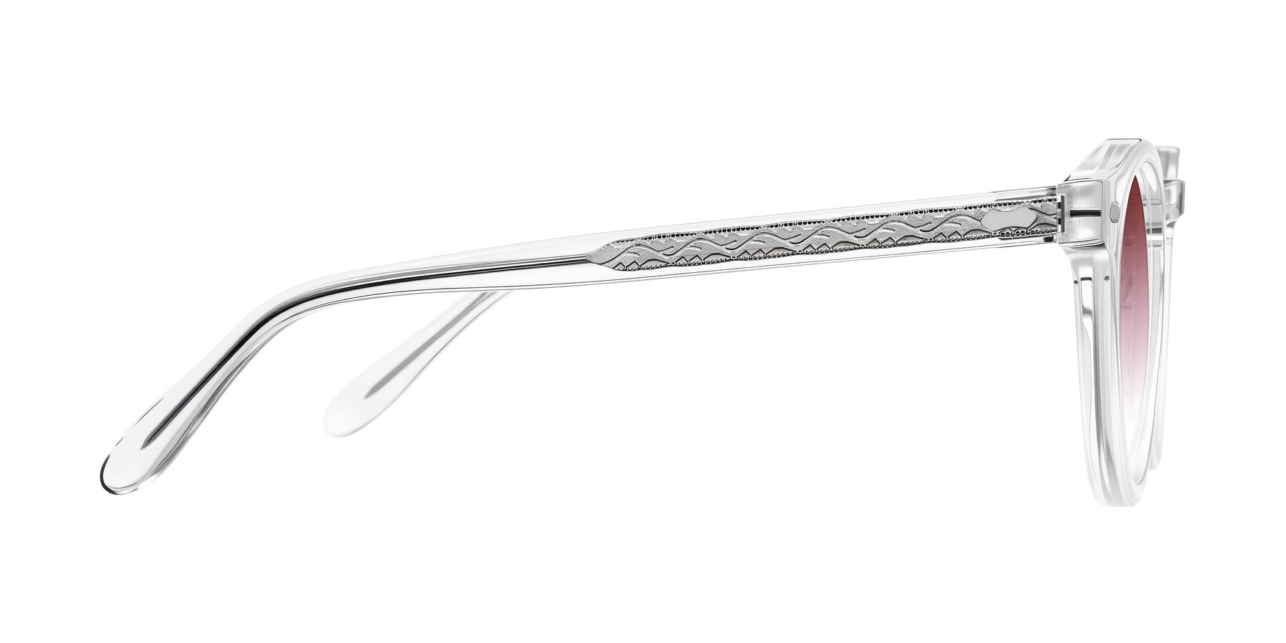 Side of Jairo in Clear with Garnet Gradient Lenses