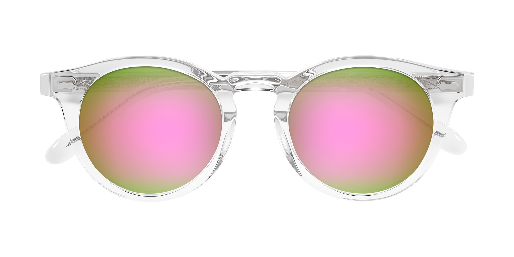 Folded Front of Jairo in Clear with Pink Mirrored Lenses