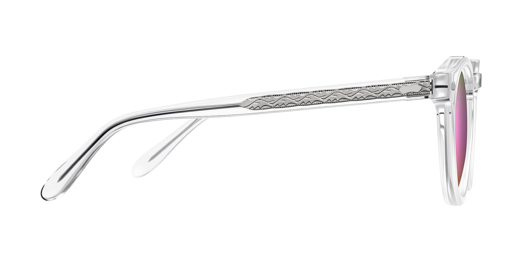 Side of Jairo in Clear with Pink Mirrored Lenses