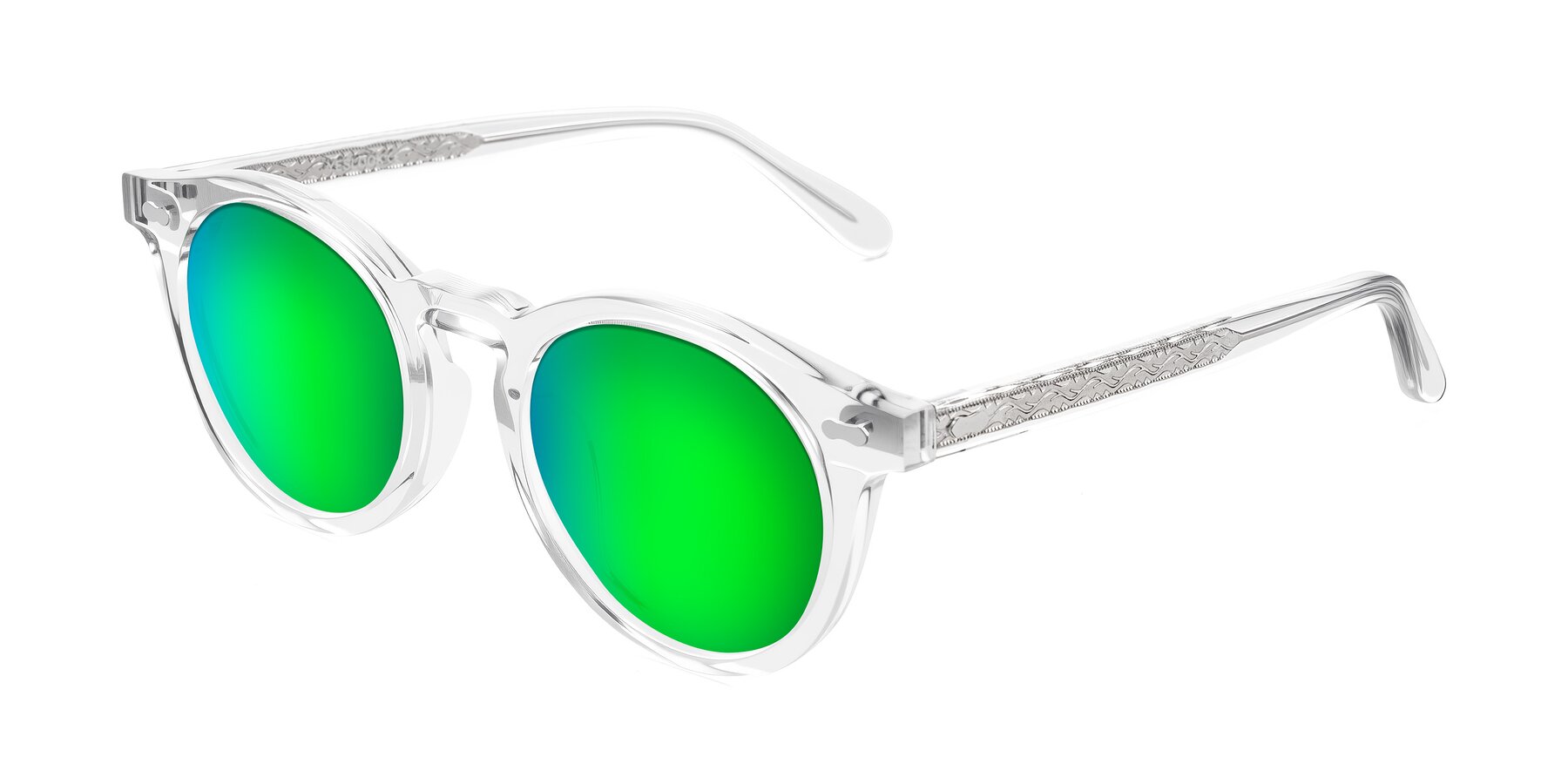 Angle of Jairo in Clear with Green Mirrored Lenses