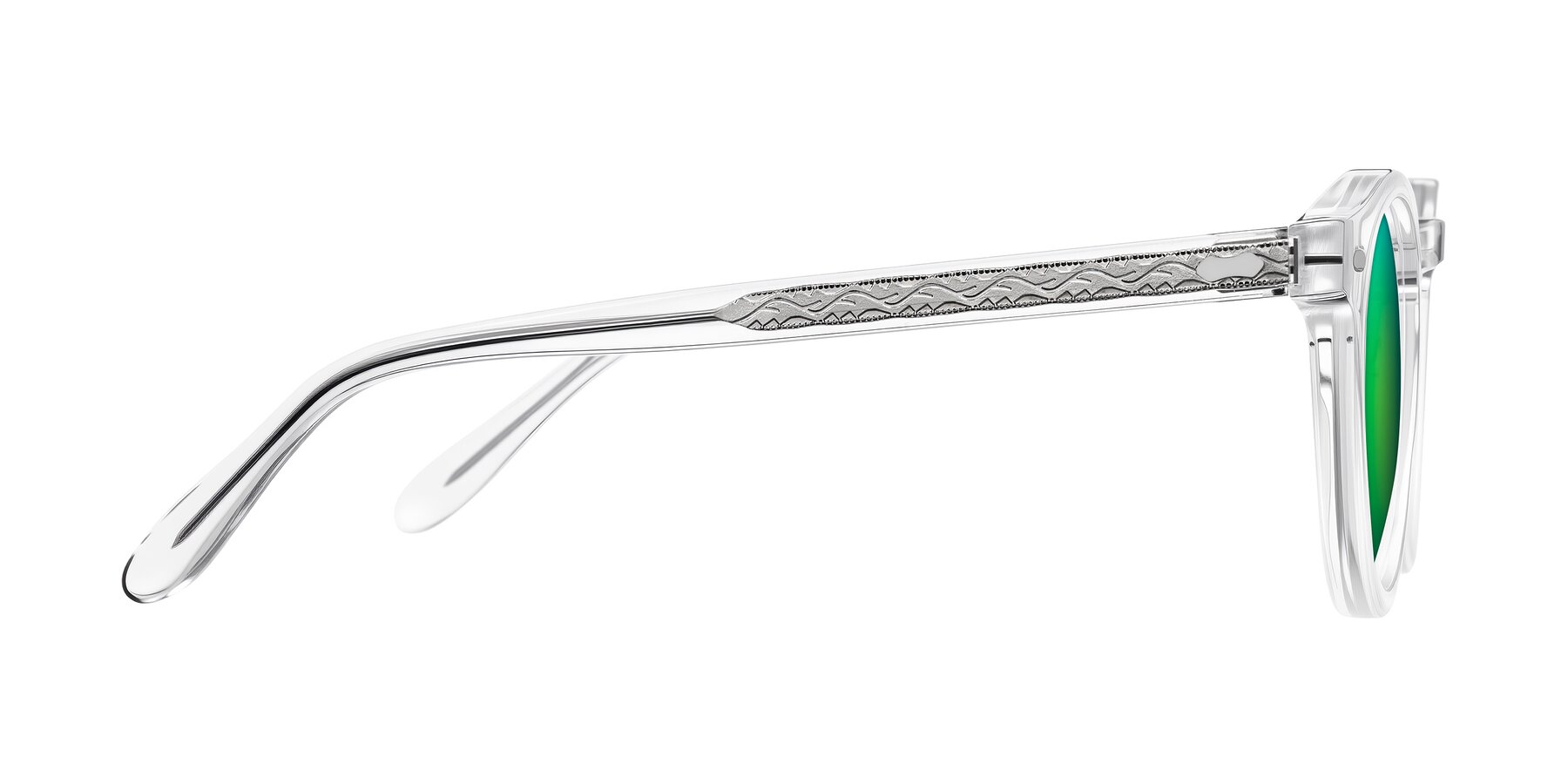 Side of Jairo in Clear with Green Mirrored Lenses