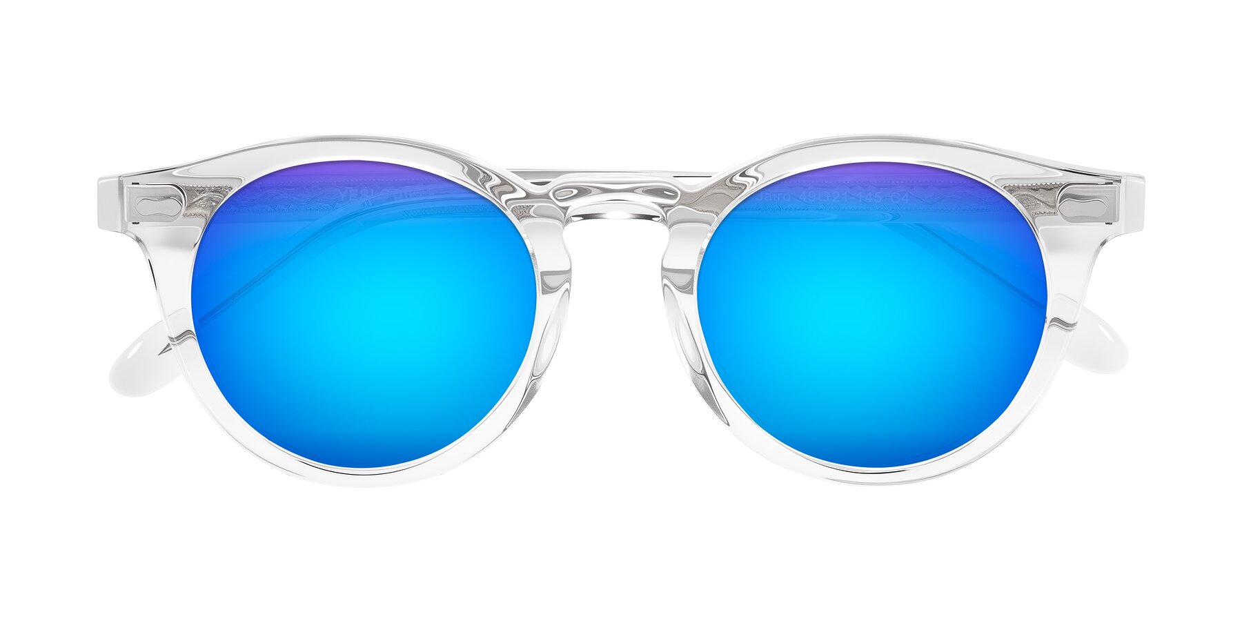 Folded Front of Jairo in Clear with Blue Mirrored Lenses