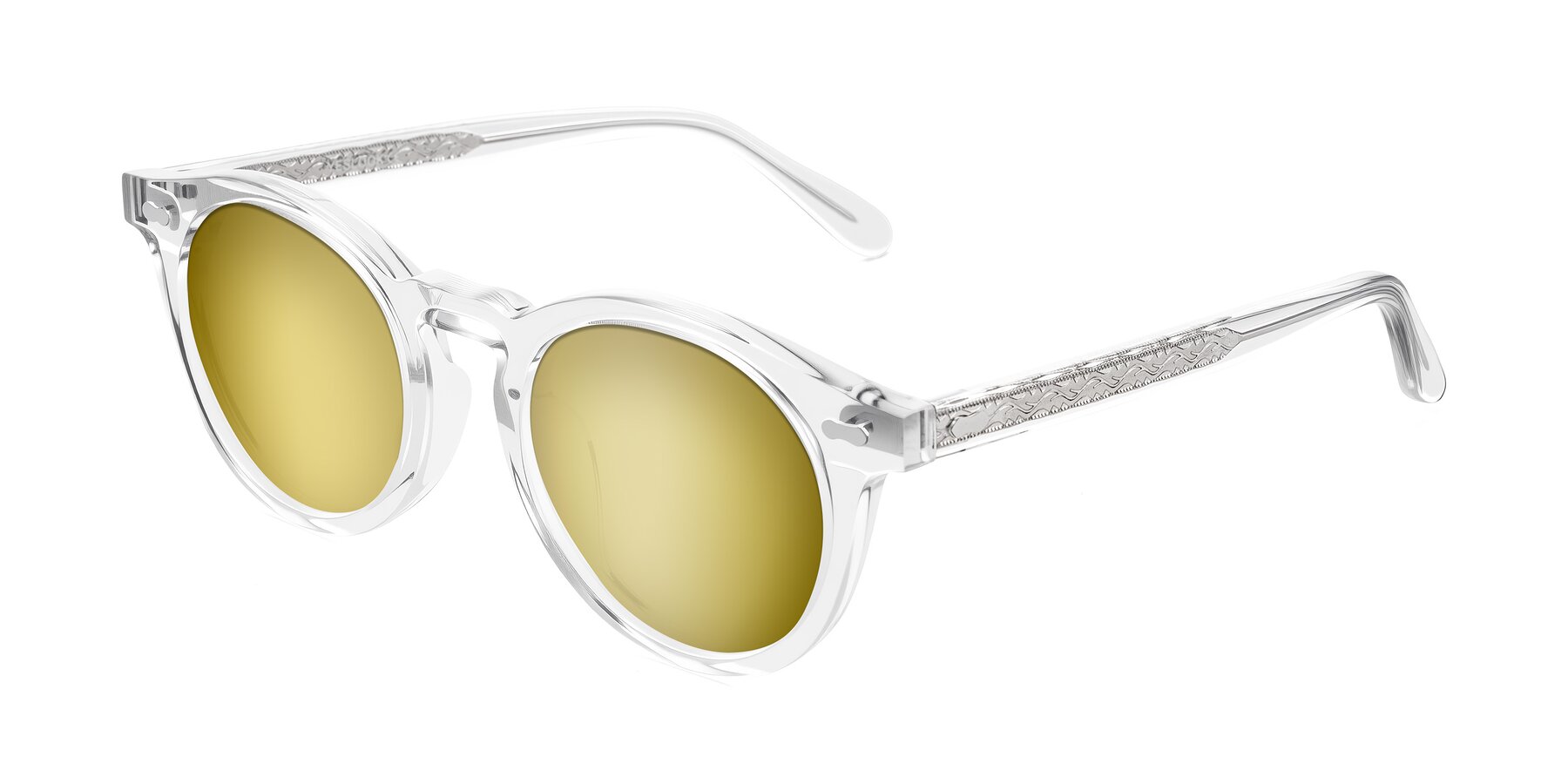 Angle of Jairo in Clear with Gold Mirrored Lenses