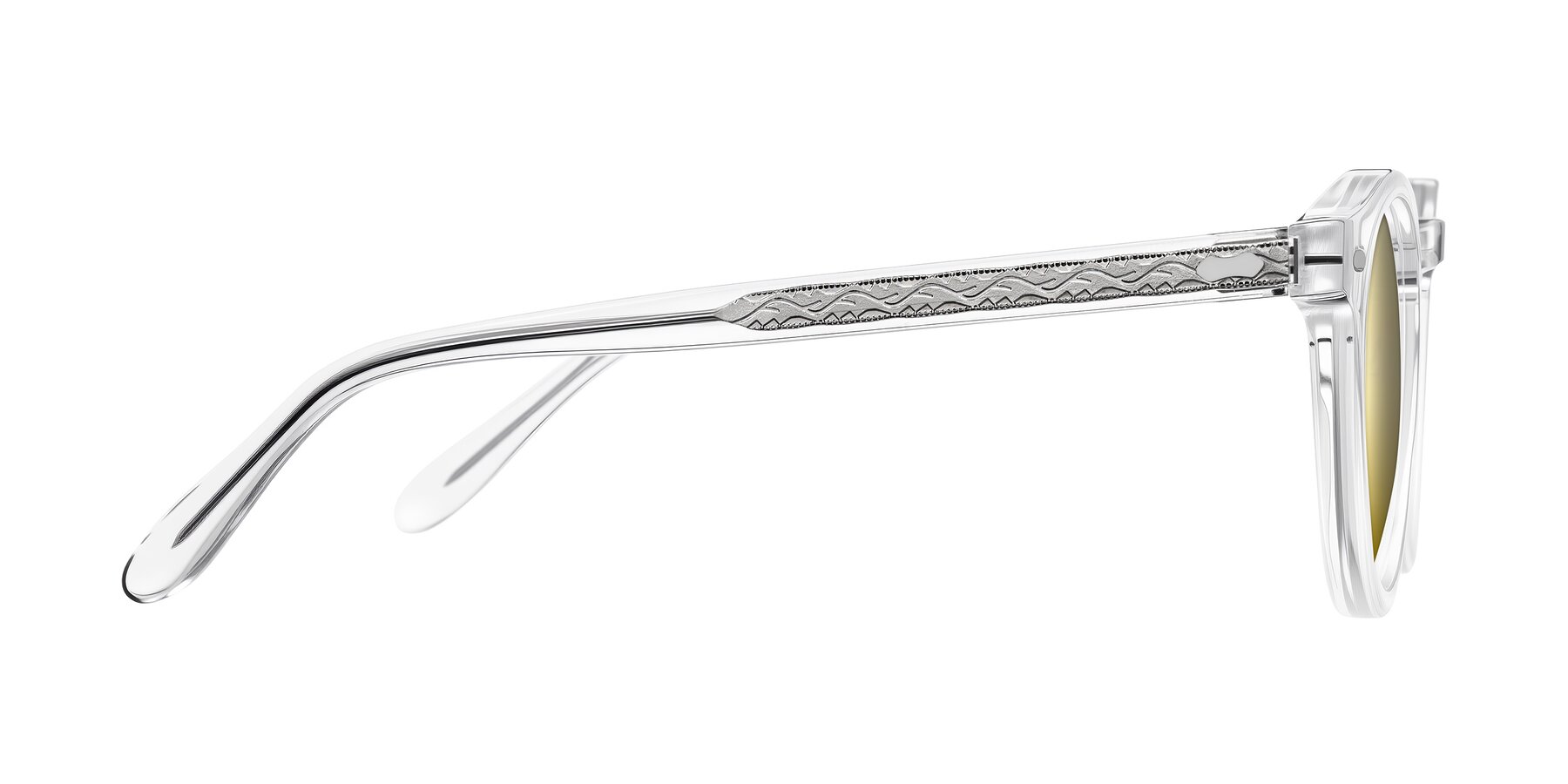 Side of Jairo in Clear with Gold Mirrored Lenses