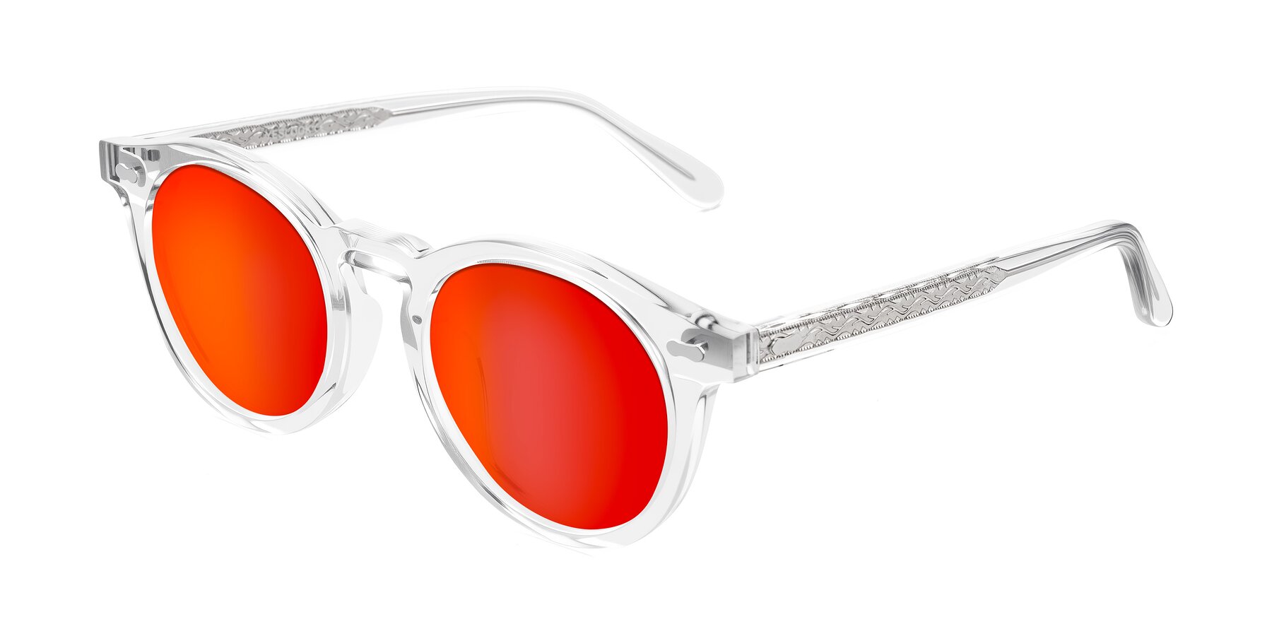 Angle of Jairo in Clear with Red Gold Mirrored Lenses