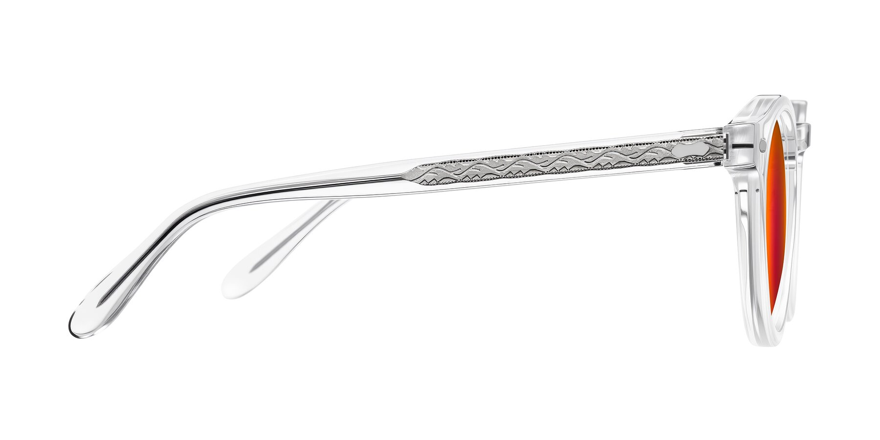 Side of Jairo in Clear with Red Gold Mirrored Lenses