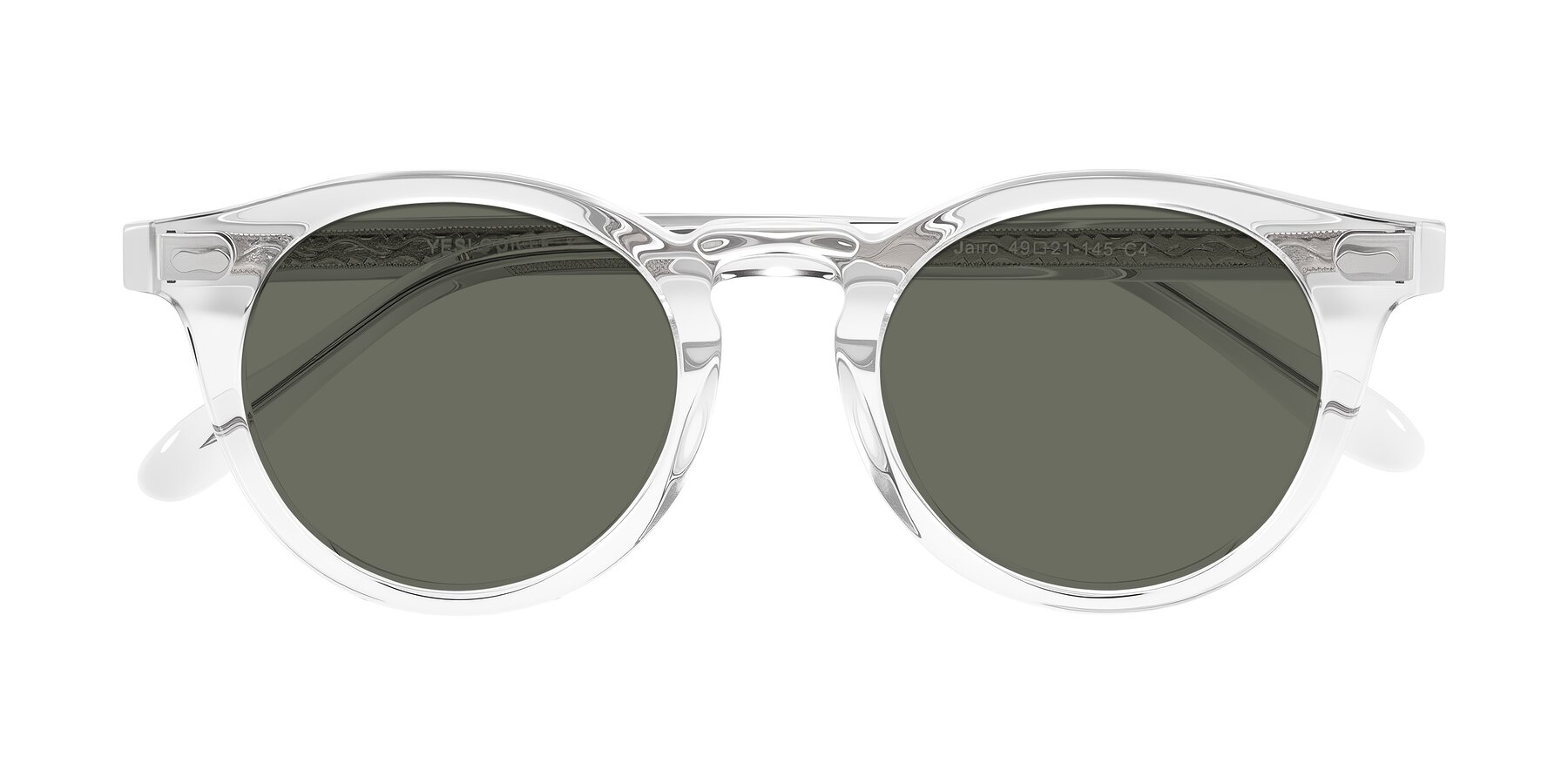Folded Front of Jairo in Clear with Gray Polarized Lenses