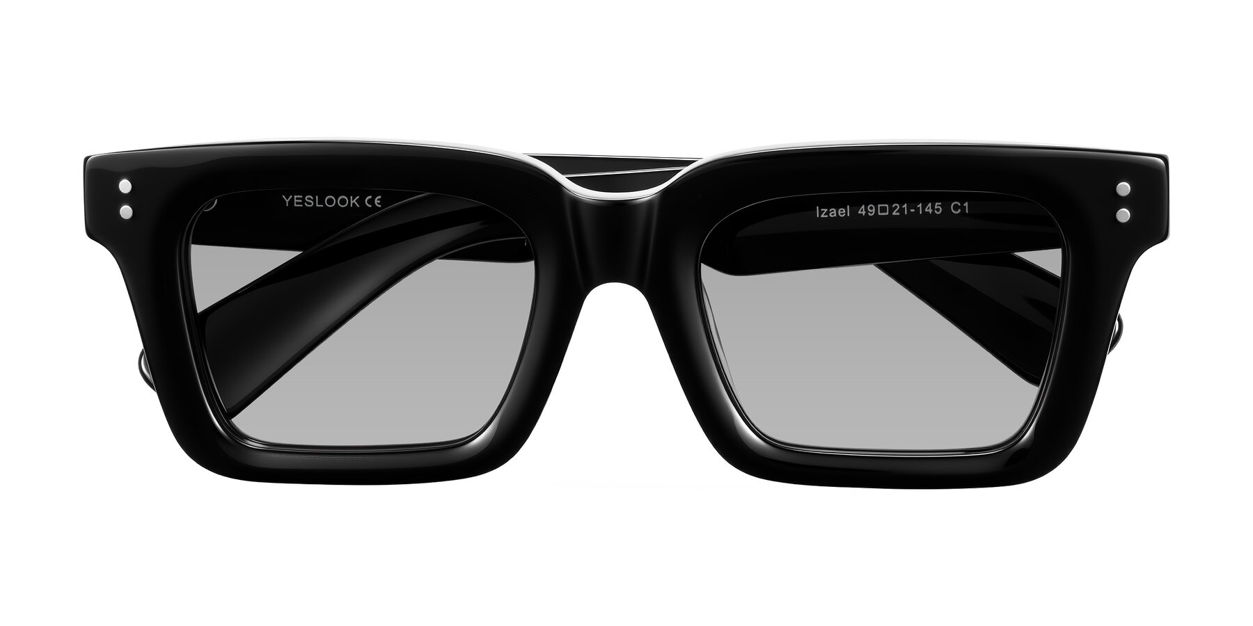 Folded Front of Izael in Black with Light Gray Tinted Lenses