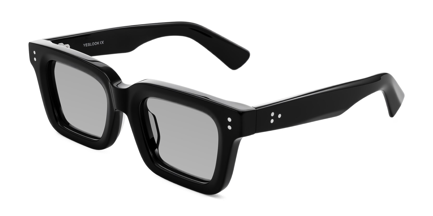 Angle of Izael in Black with Light Gray Tinted Lenses