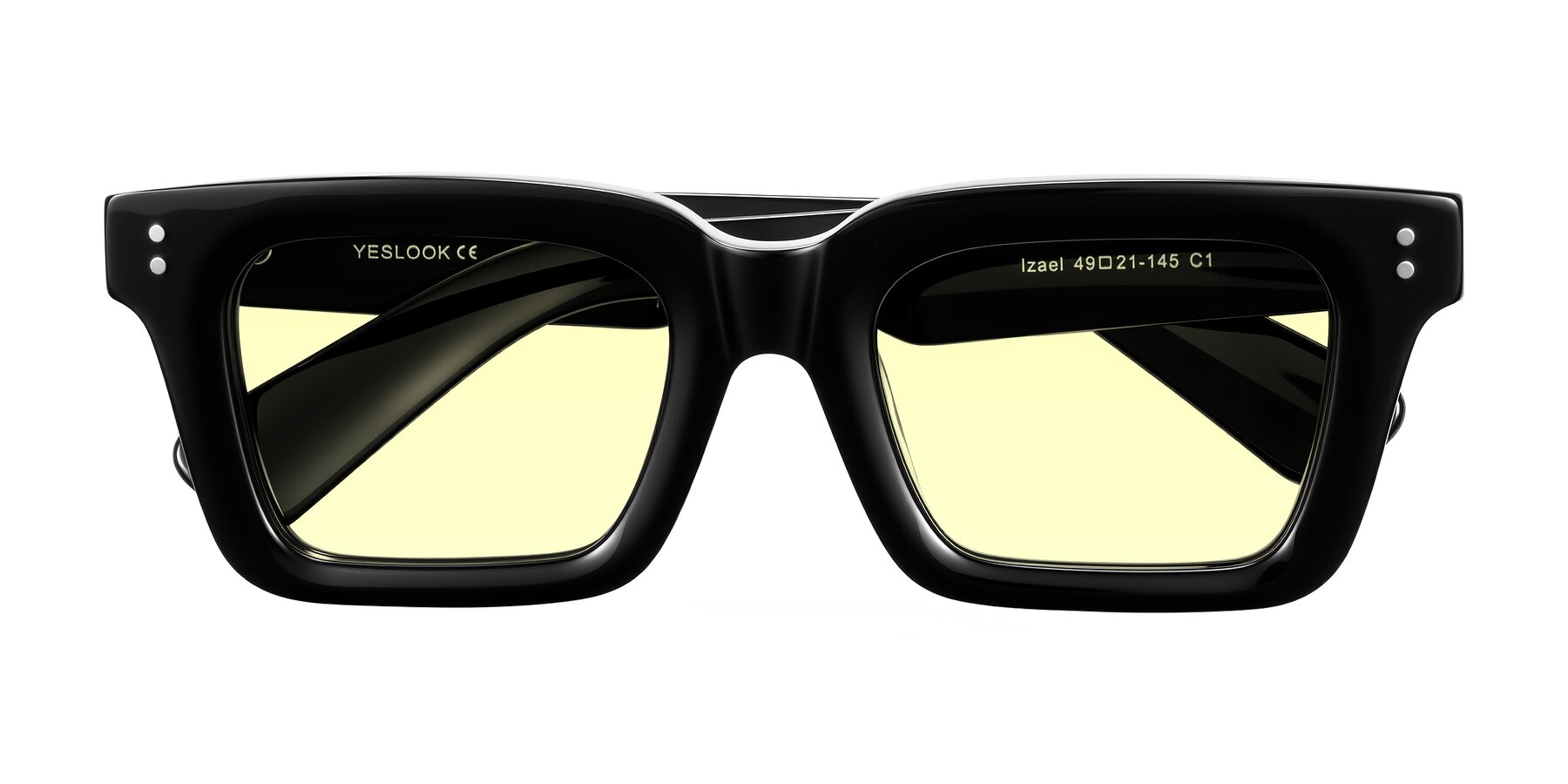 Folded Front of Izael in Black with Light Yellow Tinted Lenses