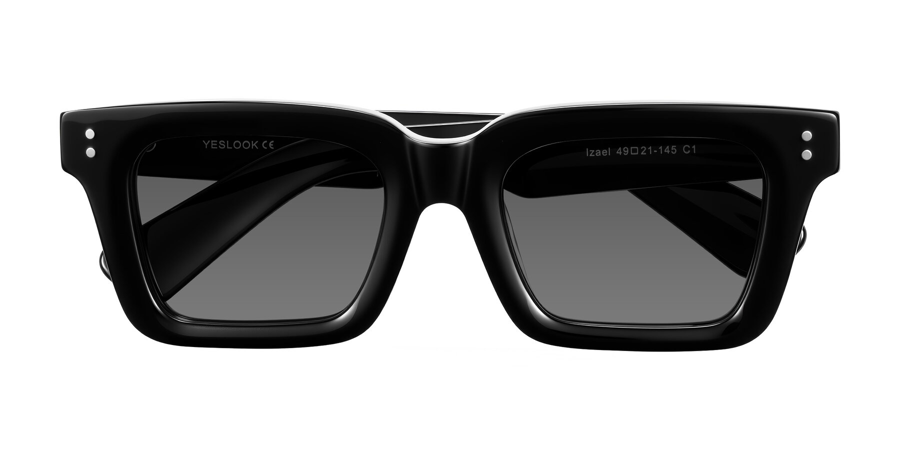 Folded Front of Izael in Black with Medium Gray Tinted Lenses