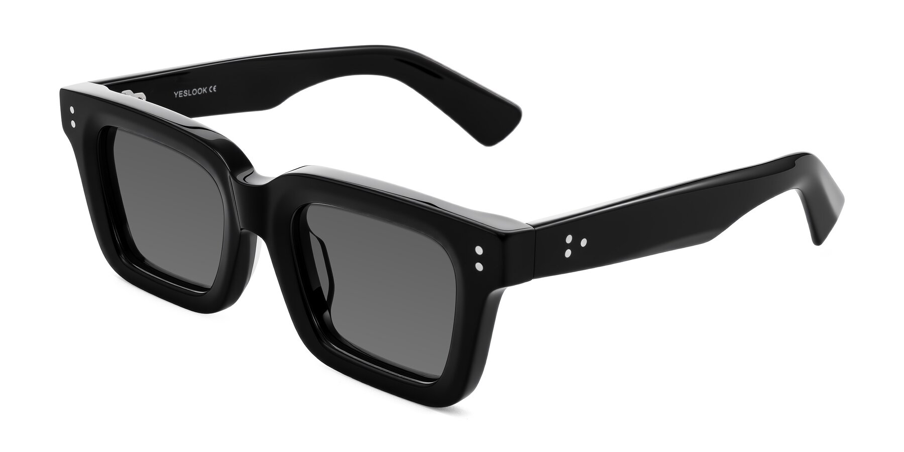 Angle of Izael in Black with Medium Gray Tinted Lenses