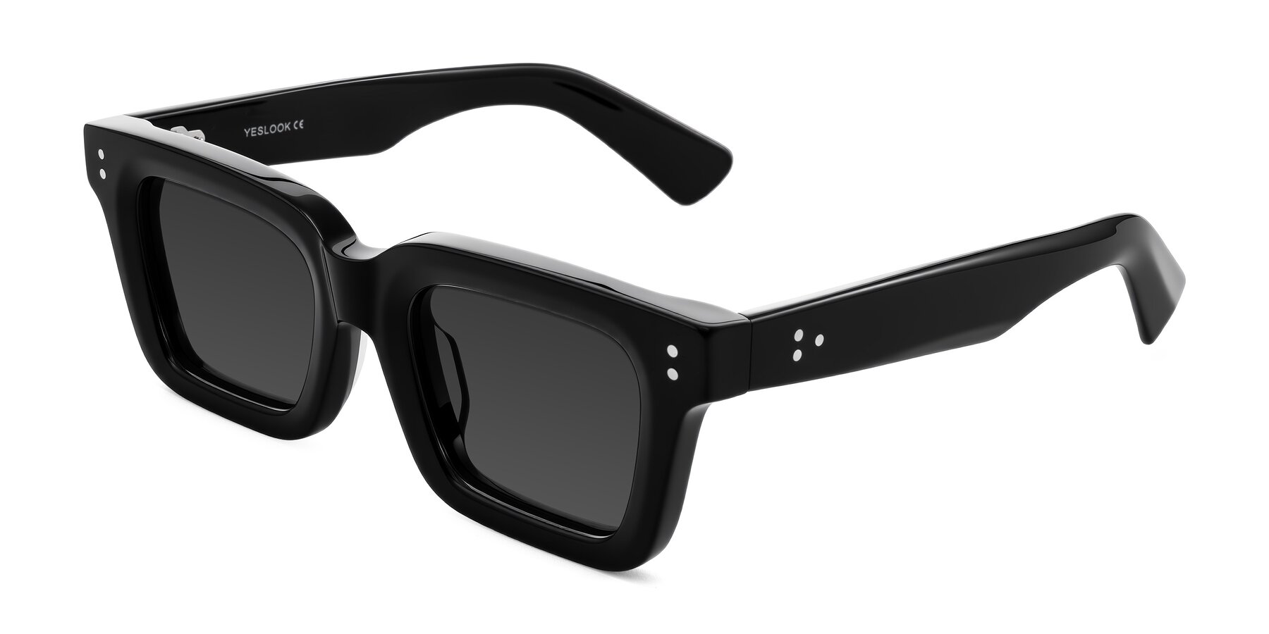 Angle of Izael in Black with Gray Tinted Lenses