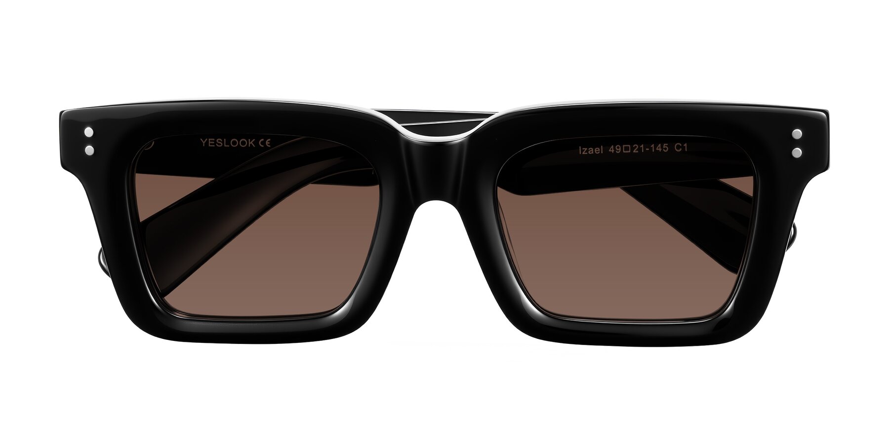 Folded Front of Izael in Black with Brown Tinted Lenses