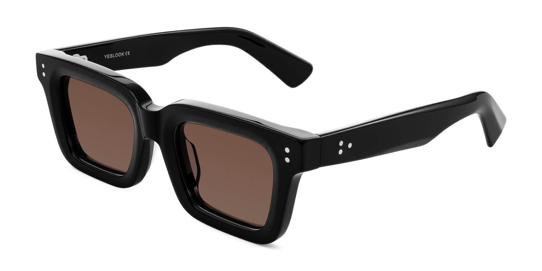 Angle of Izael in Black with Brown Tinted Lenses