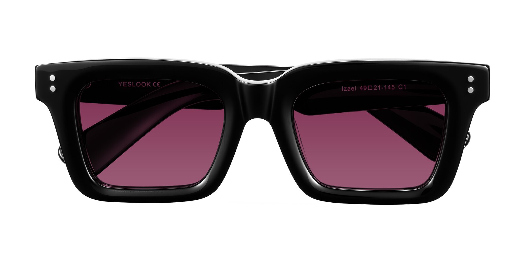 Folded Front of Izael in Black with Wine Tinted Lenses