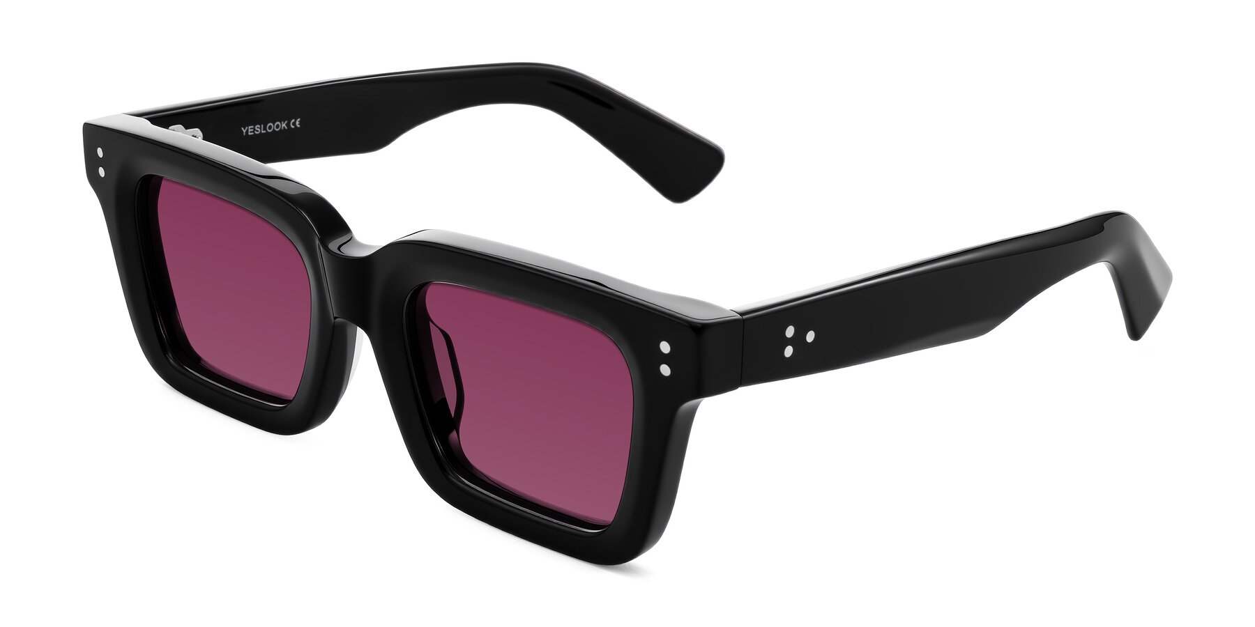 Angle of Izael in Black with Wine Tinted Lenses