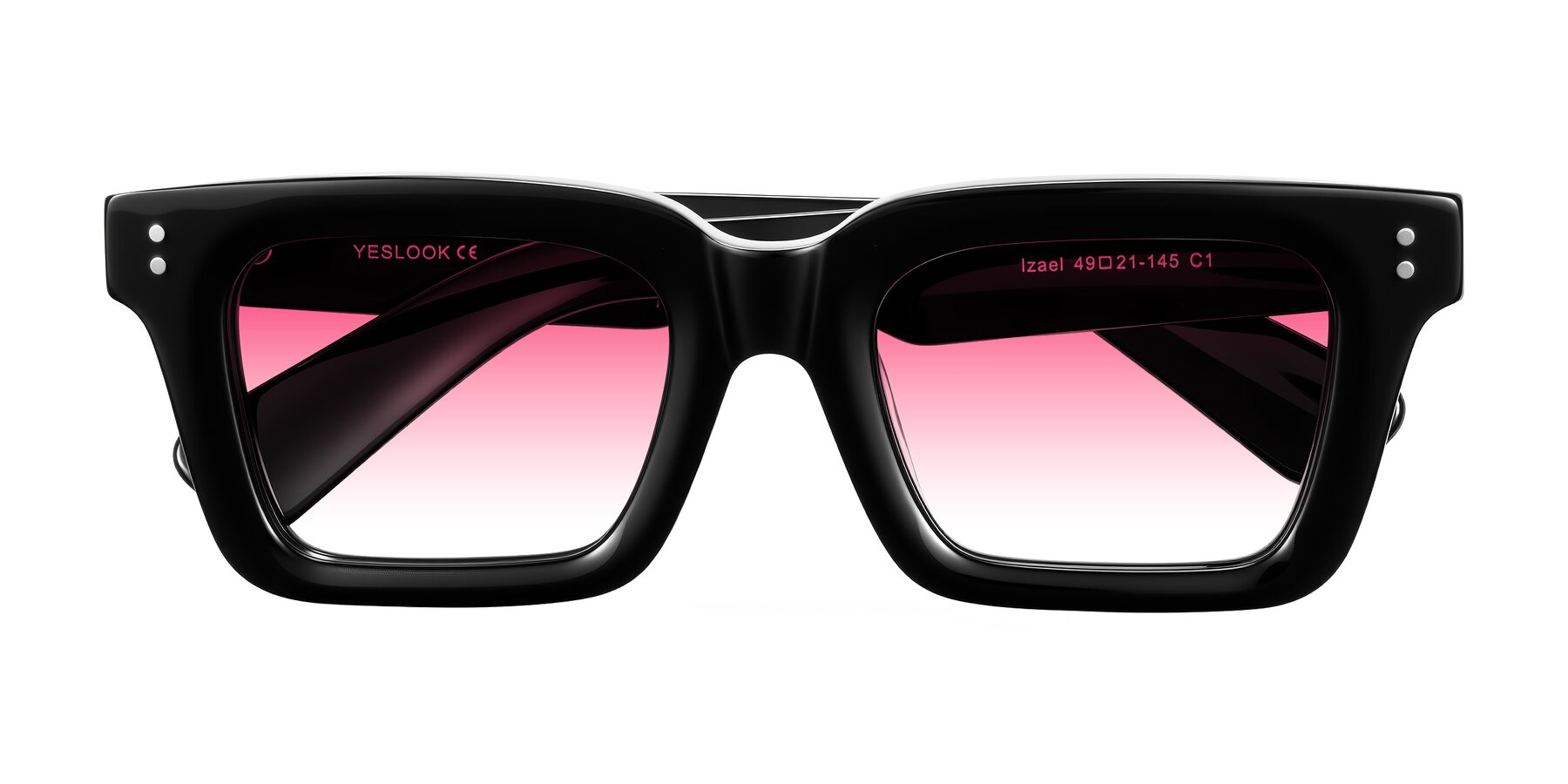Folded Front of Izael in Black with Pink Gradient Lenses