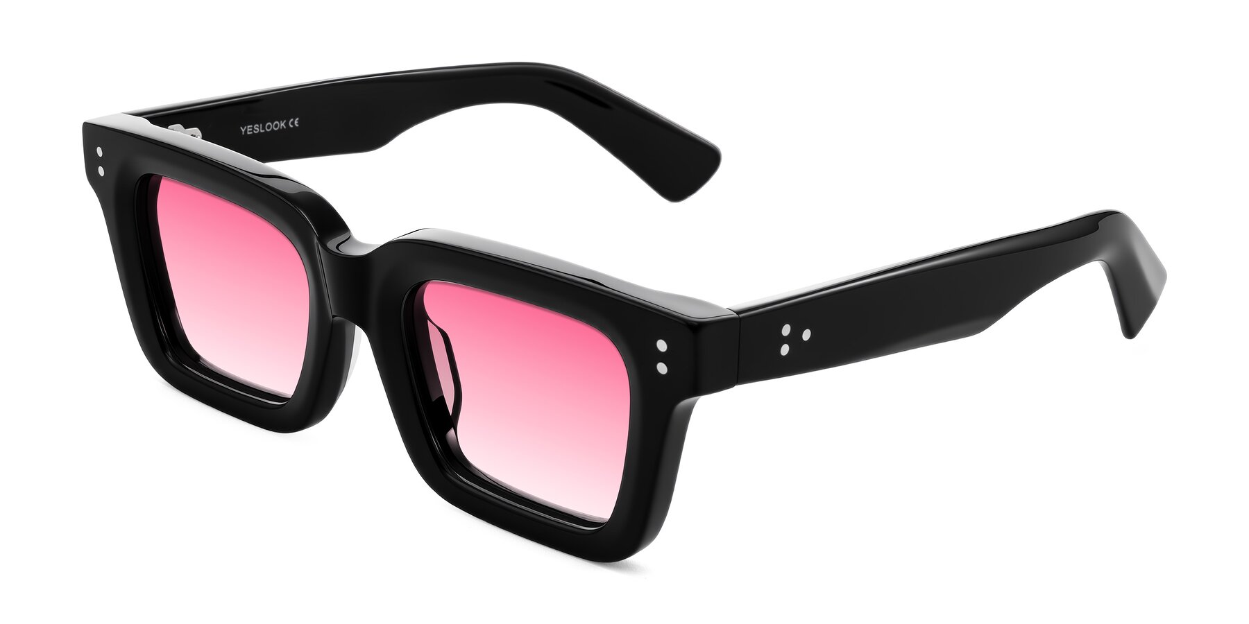 Angle of Izael in Black with Pink Gradient Lenses