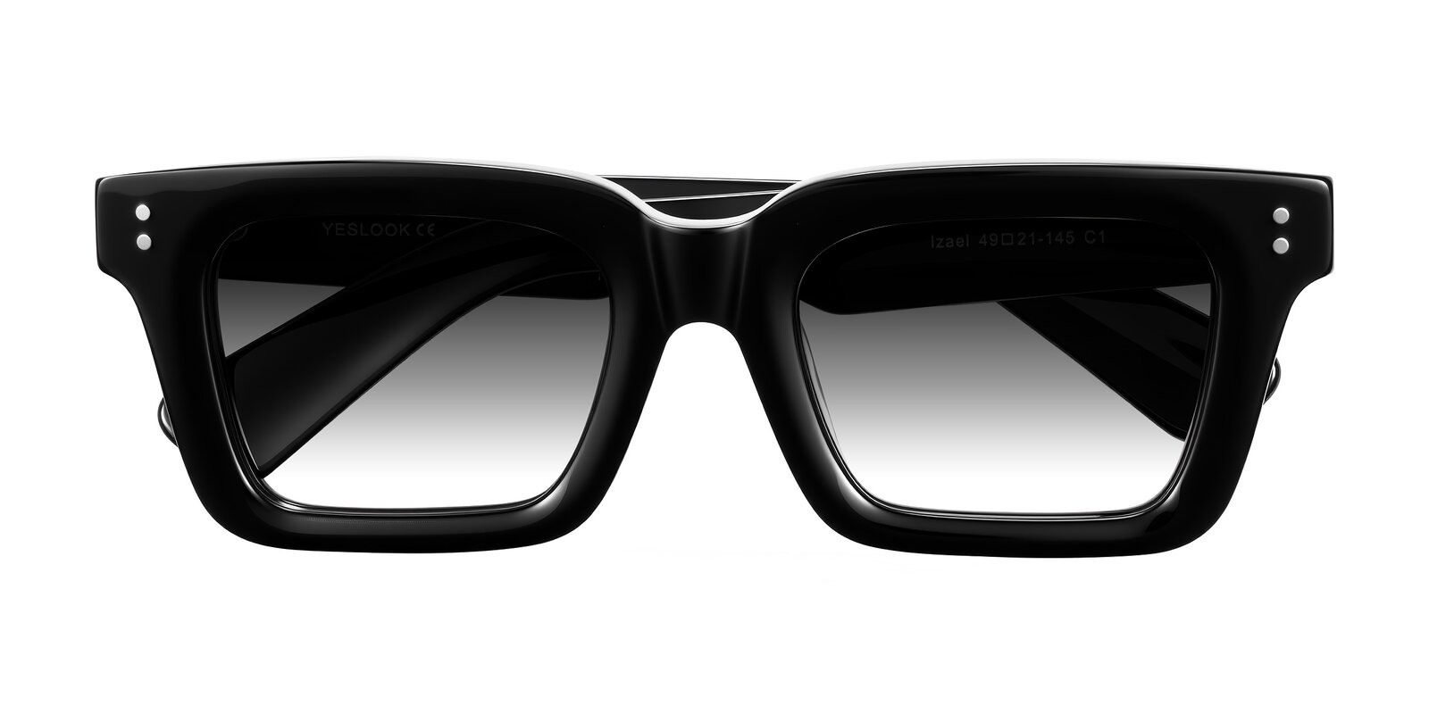 Black Thick Hipster Rectangle Gradient Sunglasses with Gray Sunwear ...