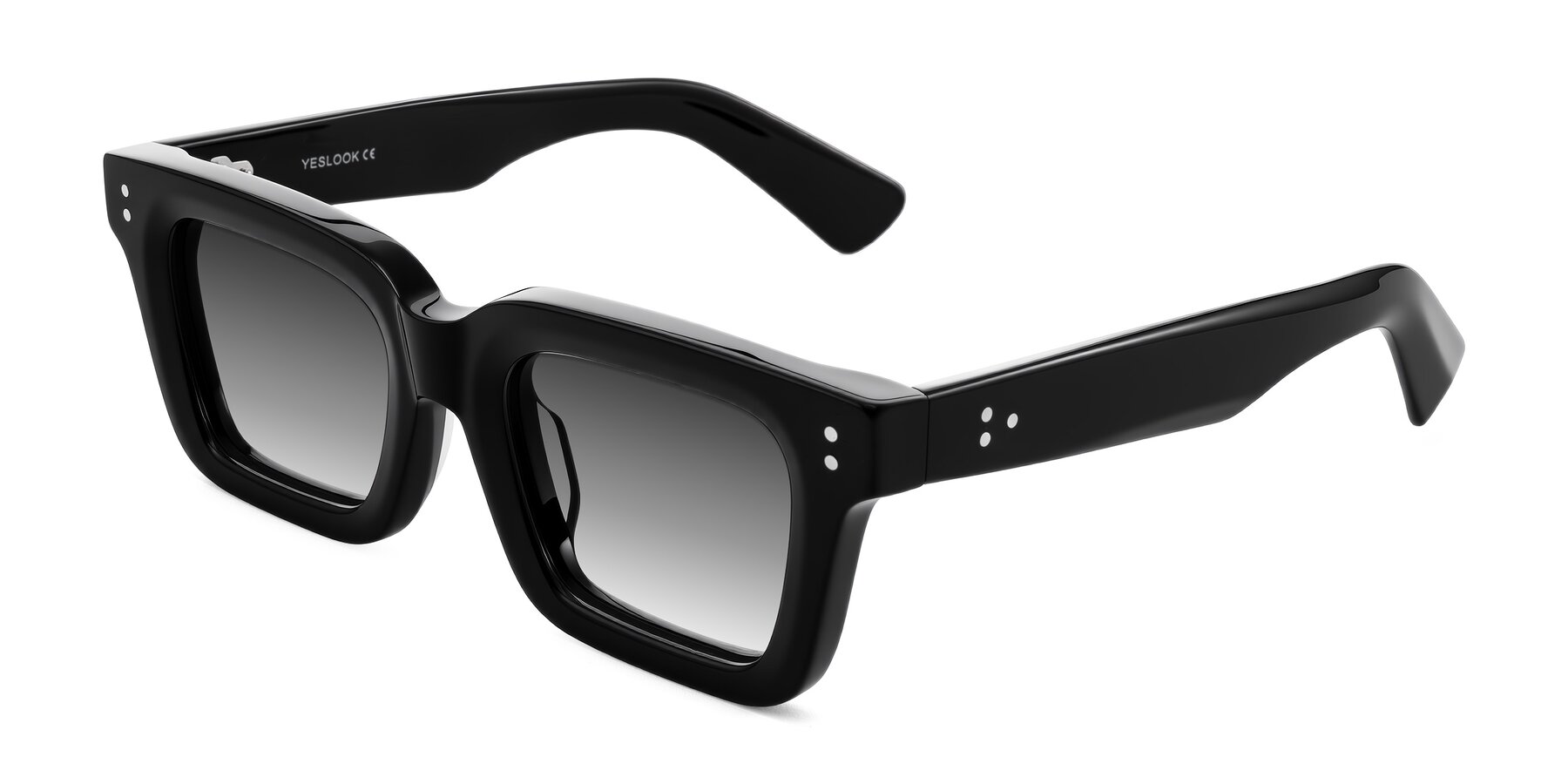 Angle of Izael in Black with Gray Gradient Lenses