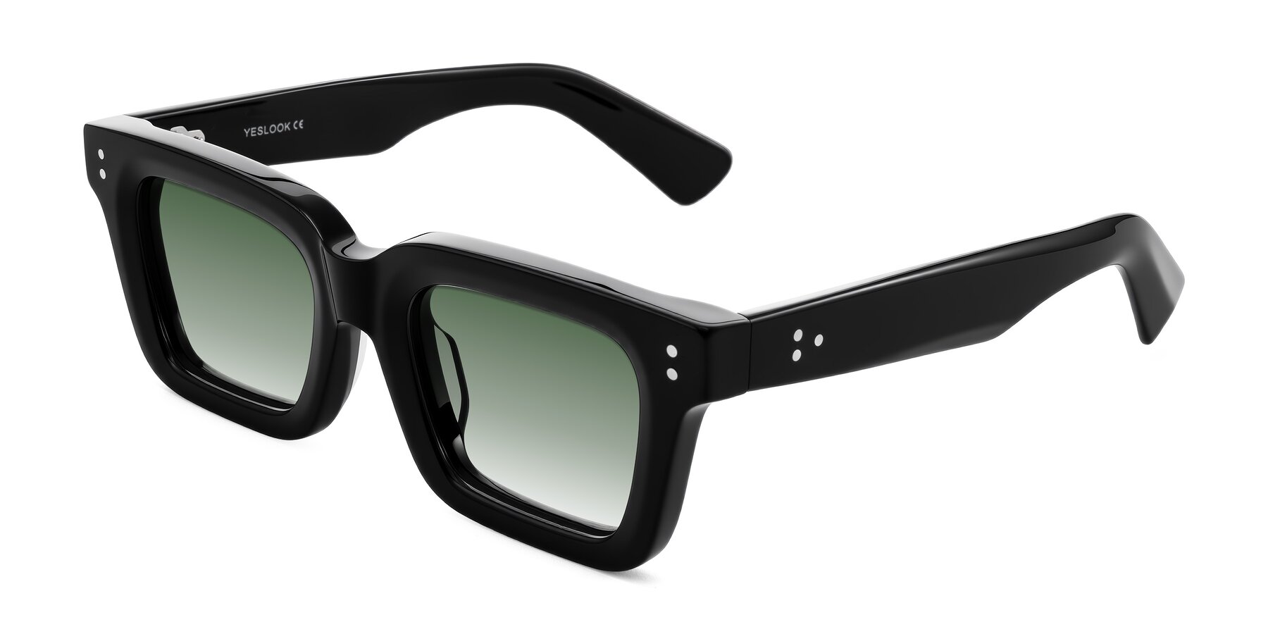 Angle of Izael in Black with Green Gradient Lenses