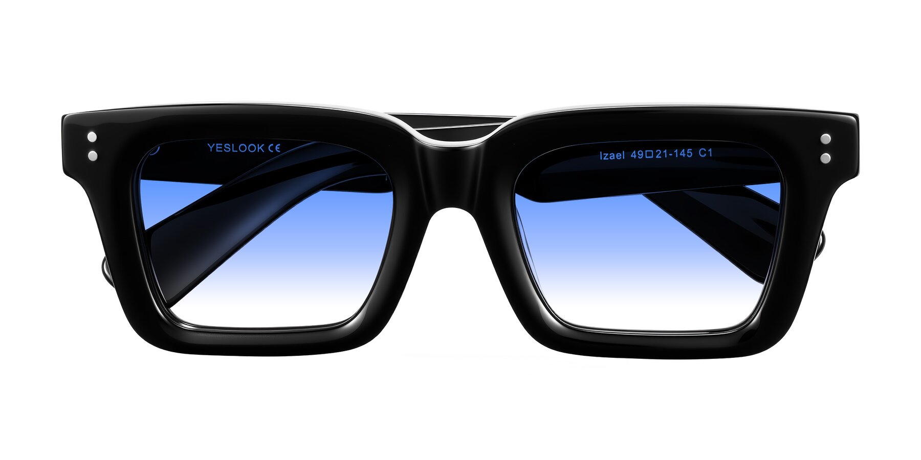 Folded Front of Izael in Black with Blue Gradient Lenses