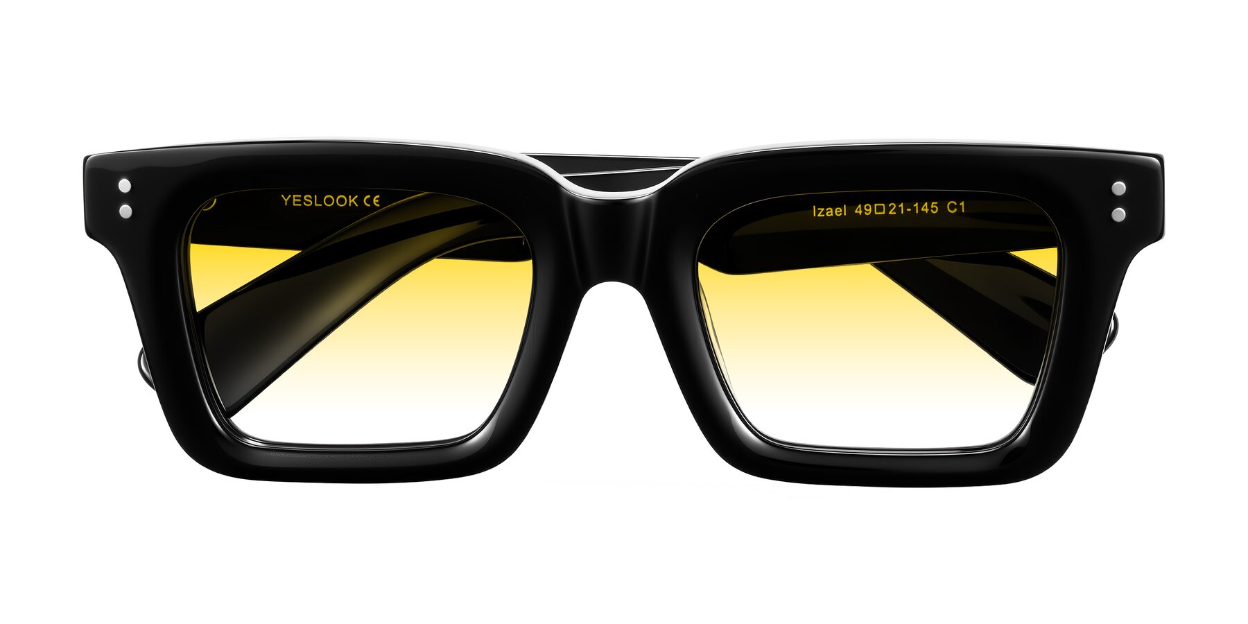 Folded Front of Izael in Black with Yellow Gradient Lenses