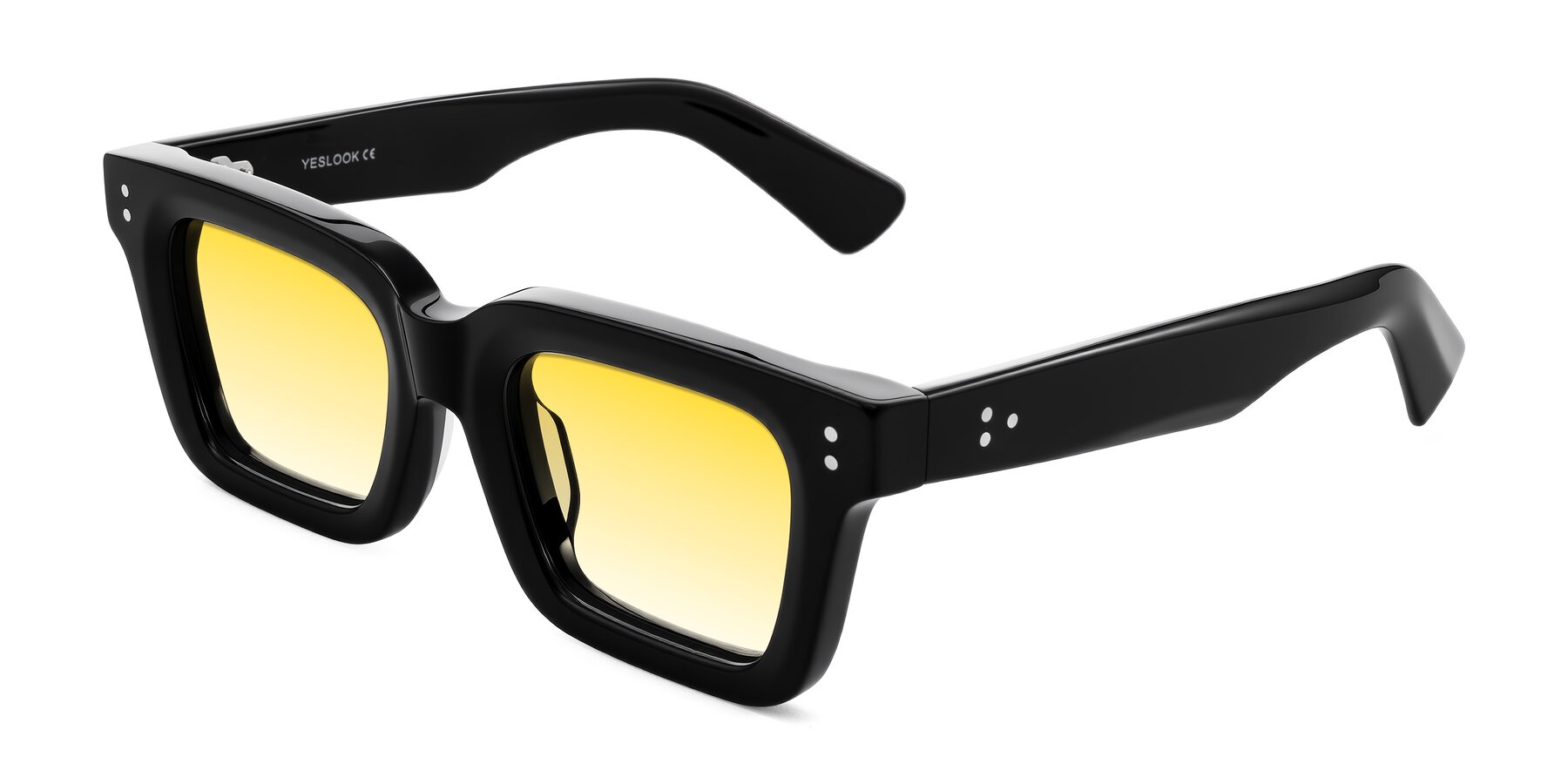 Angle of Izael in Black with Yellow Gradient Lenses