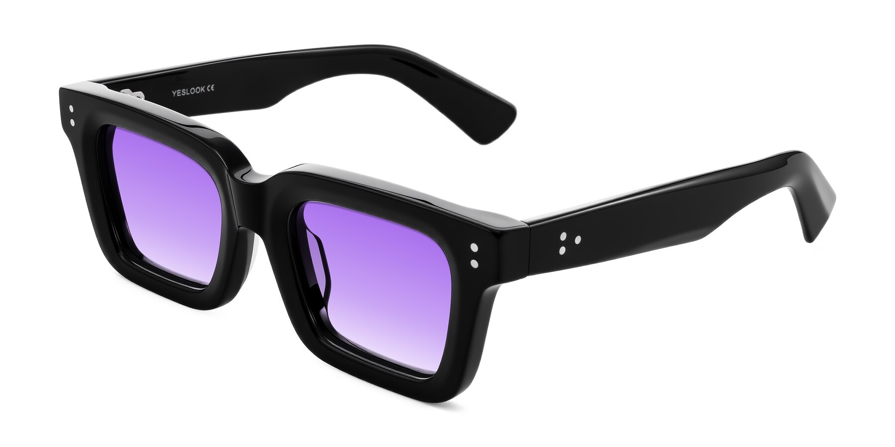 Angle of Izael in Black with Purple Gradient Lenses